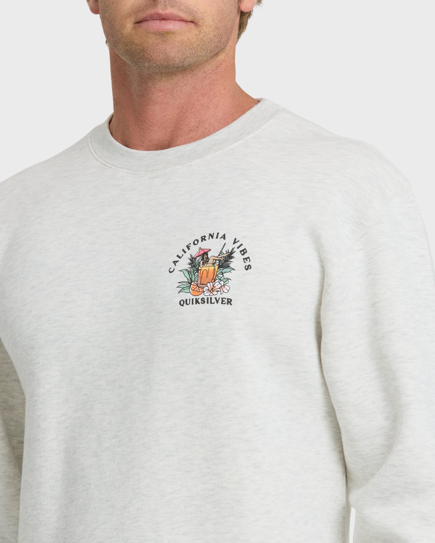 California Vibes Crew Fleece Sweatshirt - Oatmeal Hth Oatmeal Hth Quick Silver