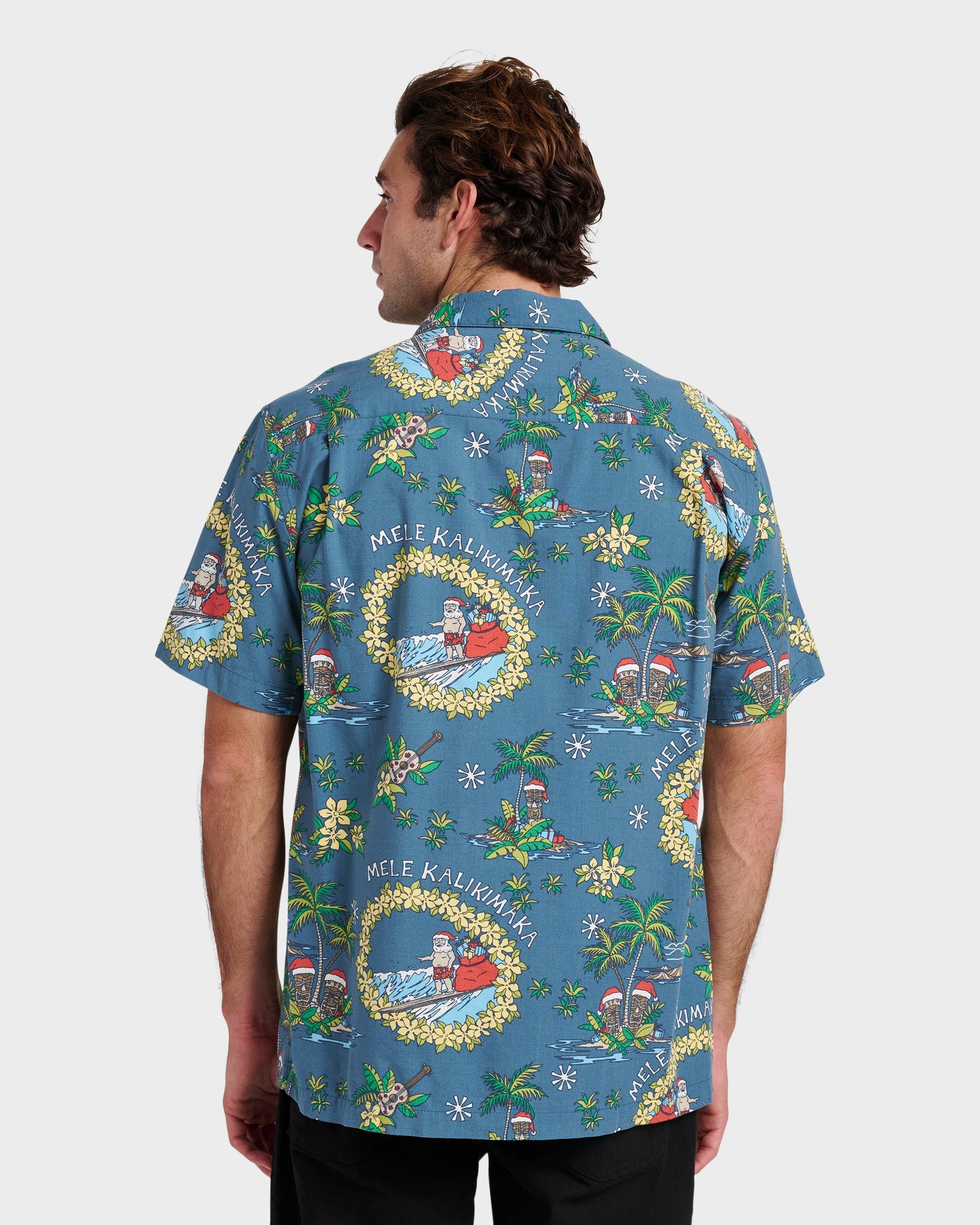 Waterman Surfing Santa Shirt - Real Teal Real Teal Quick Silver