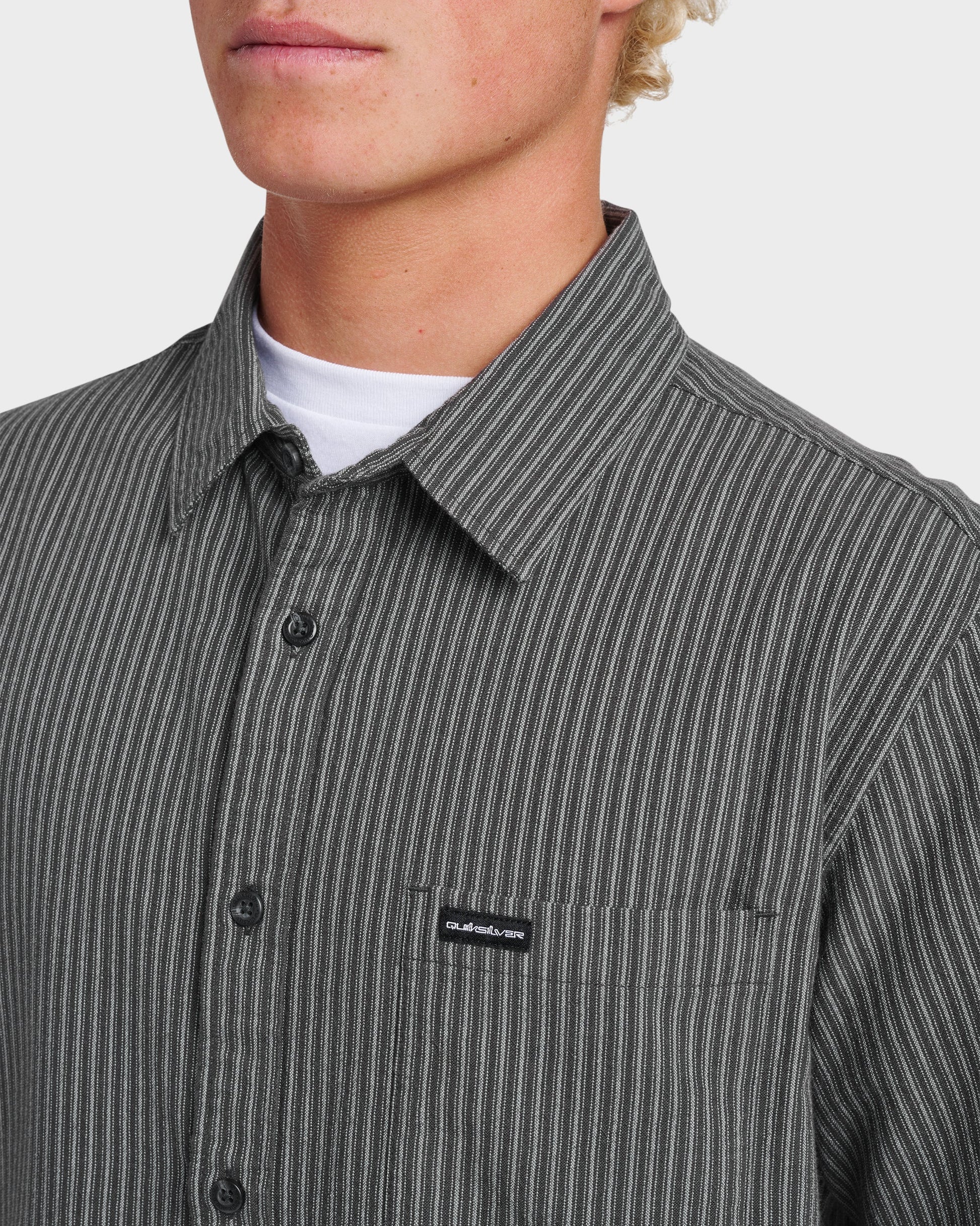 Oxford Stripe Classic Short Sleeve Shirt - Phantom Phantom Quick Silver