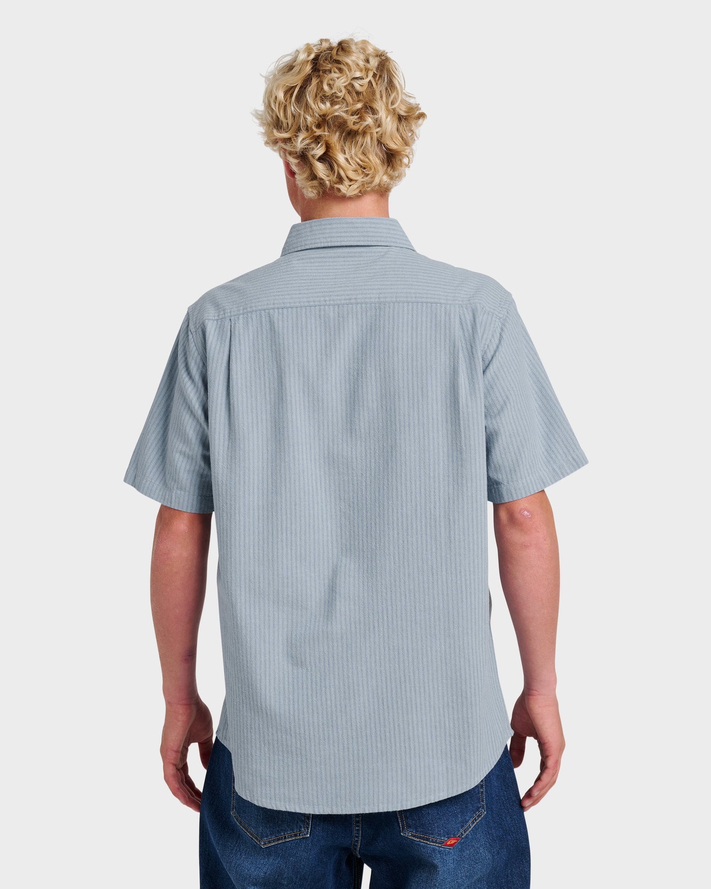 Oxford Stripe Classic Short Sleeve Shirt - Ashley Blue Ashley Blue Quick Silver