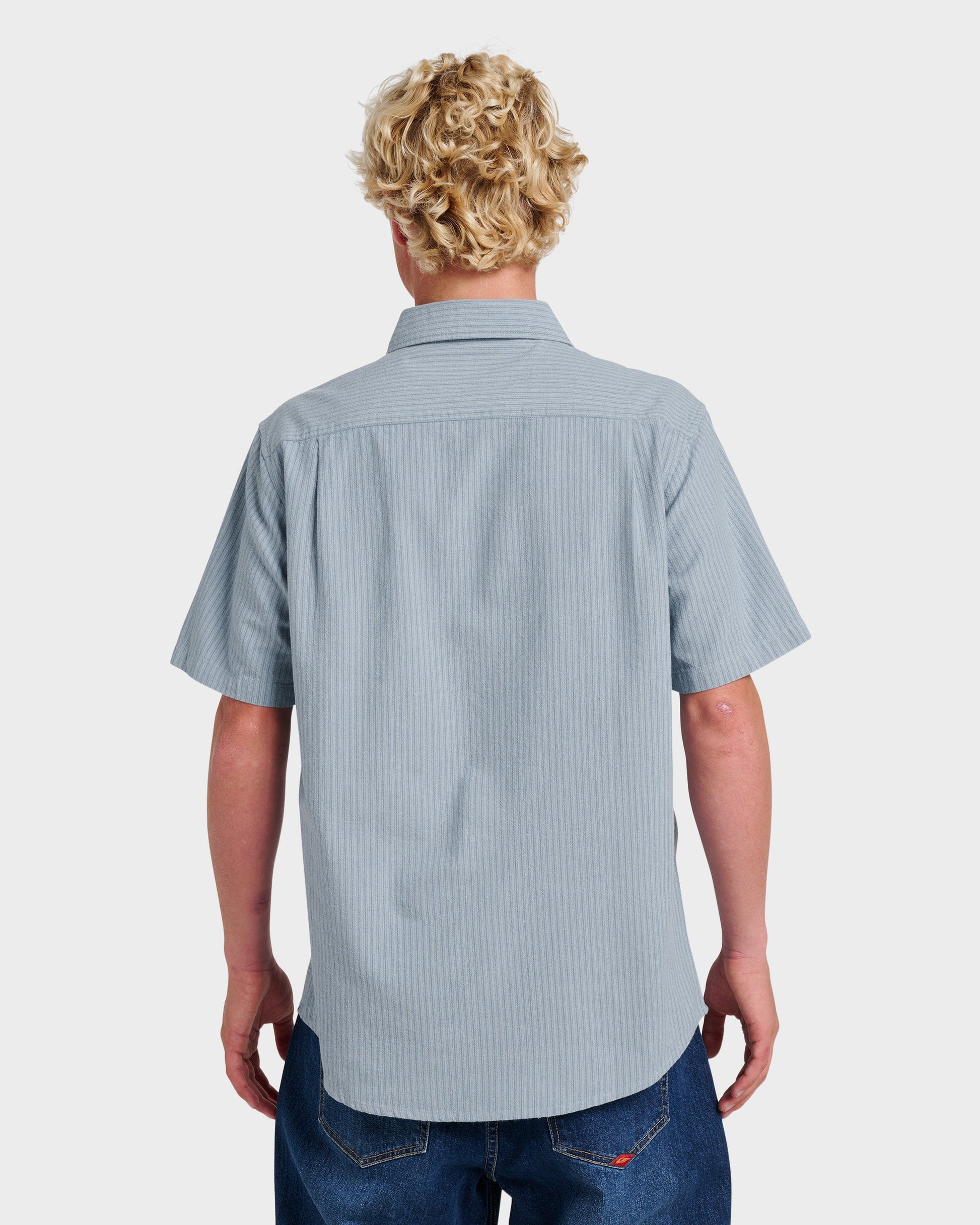 Oxford Stripe Classic Short Sleeve Shirt - Ashley Blue Ashley Blue Quick Silver