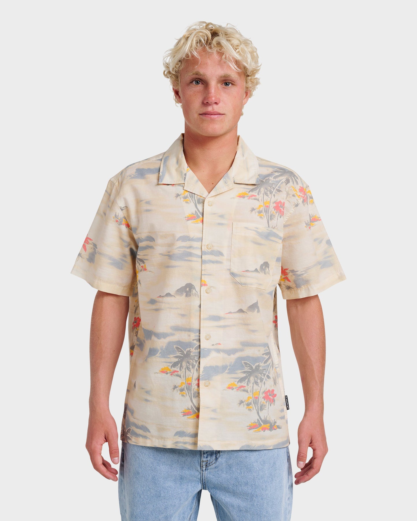 Tropical Surf Casual Short Sleeve Shirt - Birch Birch Quick Silver