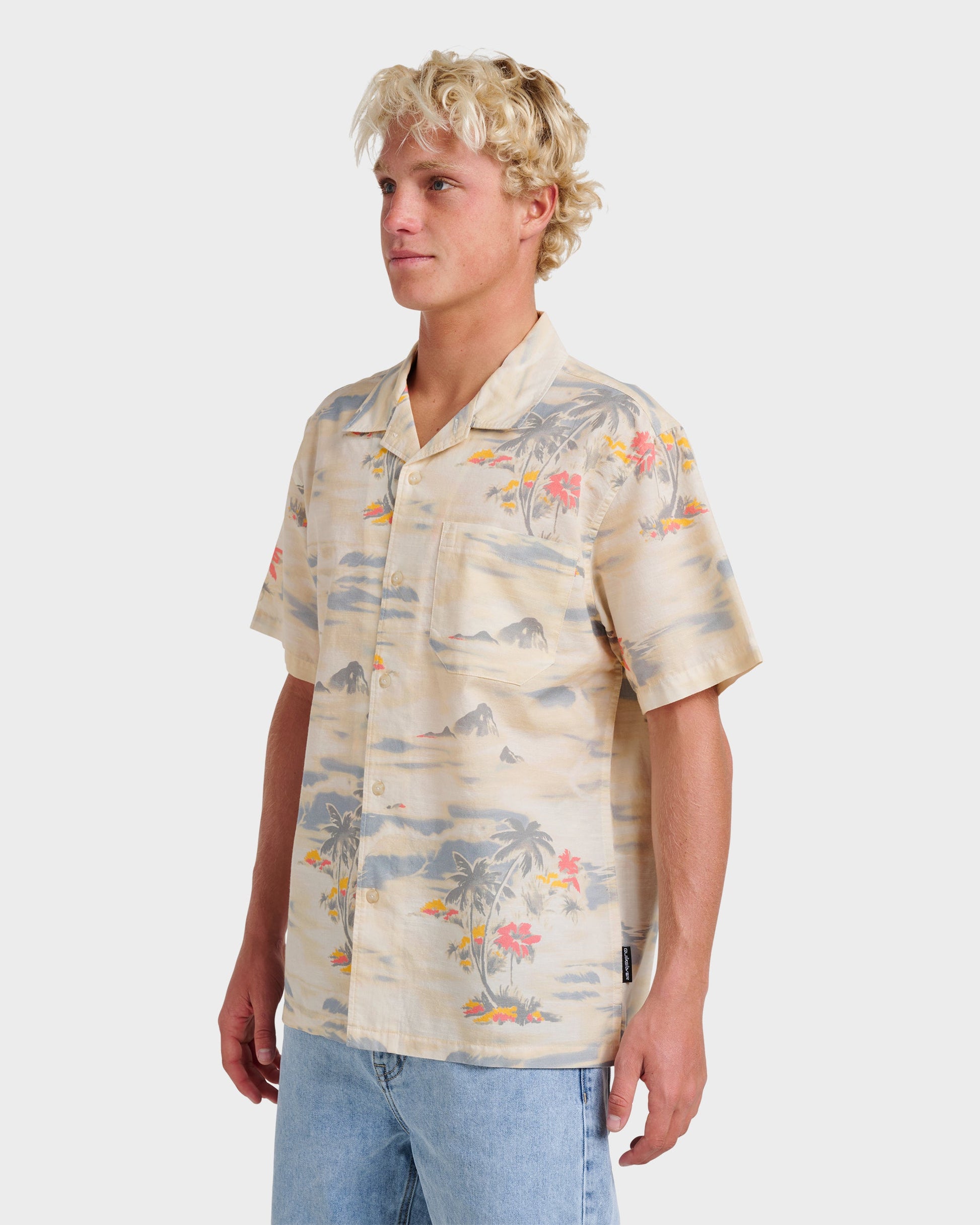 Tropical Surf Casual Short Sleeve Shirt - Birch Birch Quick Silver