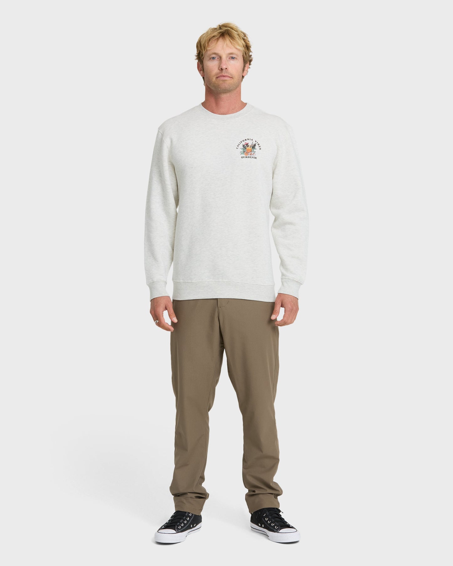 California Vibes Crew Fleece Sweatshirt - Oatmeal Hth Oatmeal Hth Quick Silver