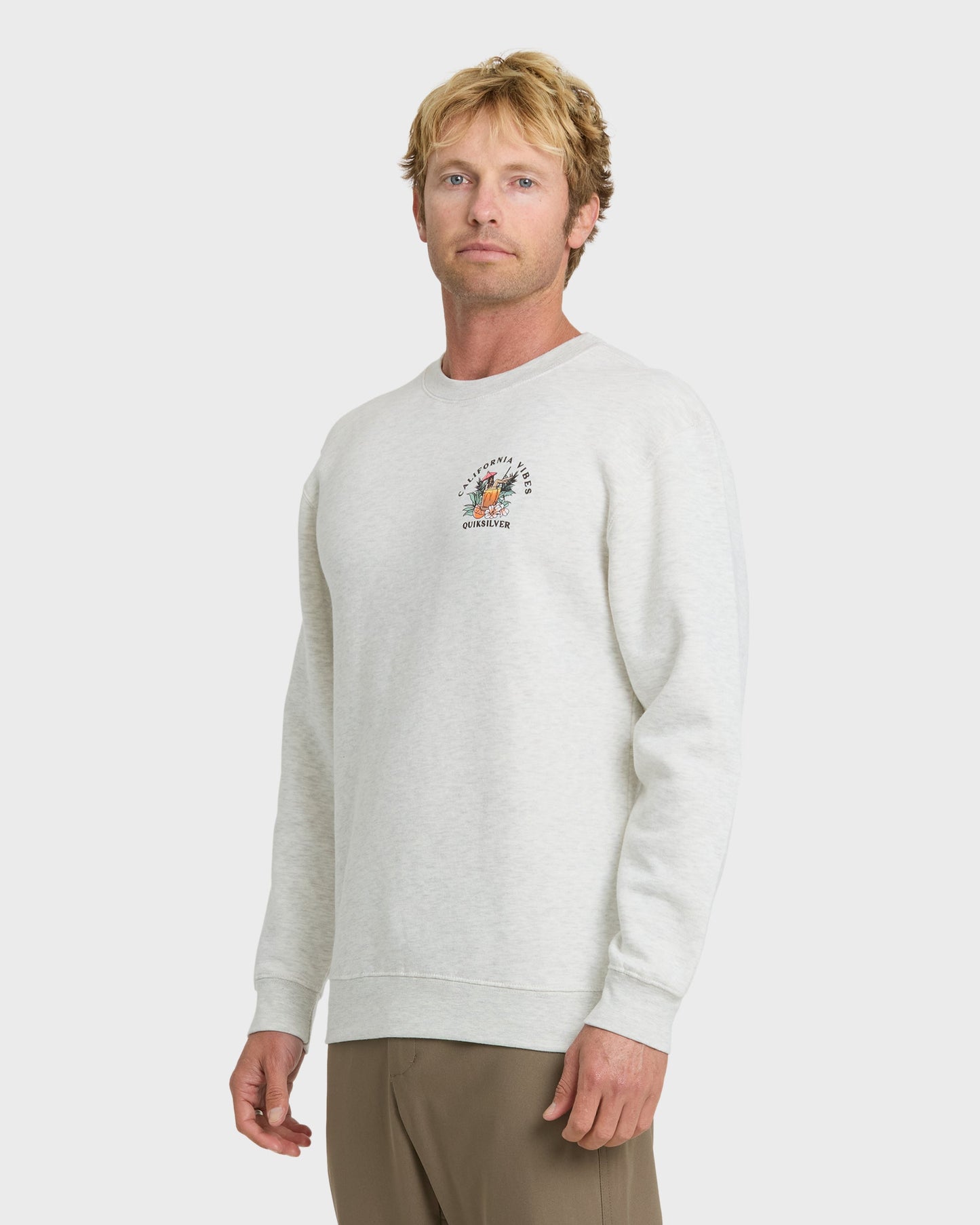 California Vibes Crew Fleece Sweatshirt - Oatmeal Hth Oatmeal Hth Quick Silver