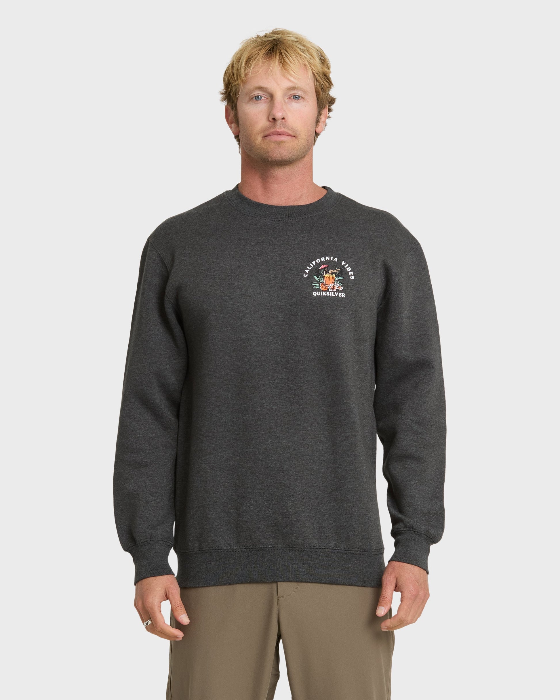 California Vibes Crew Fleece Sweatshirt - Charcoal Grey Charcoal Grey Quick Silver