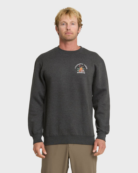 California Vibes Crew Fleece Sweatshirt - Charcoal Grey Charcoal Grey Quick Silver