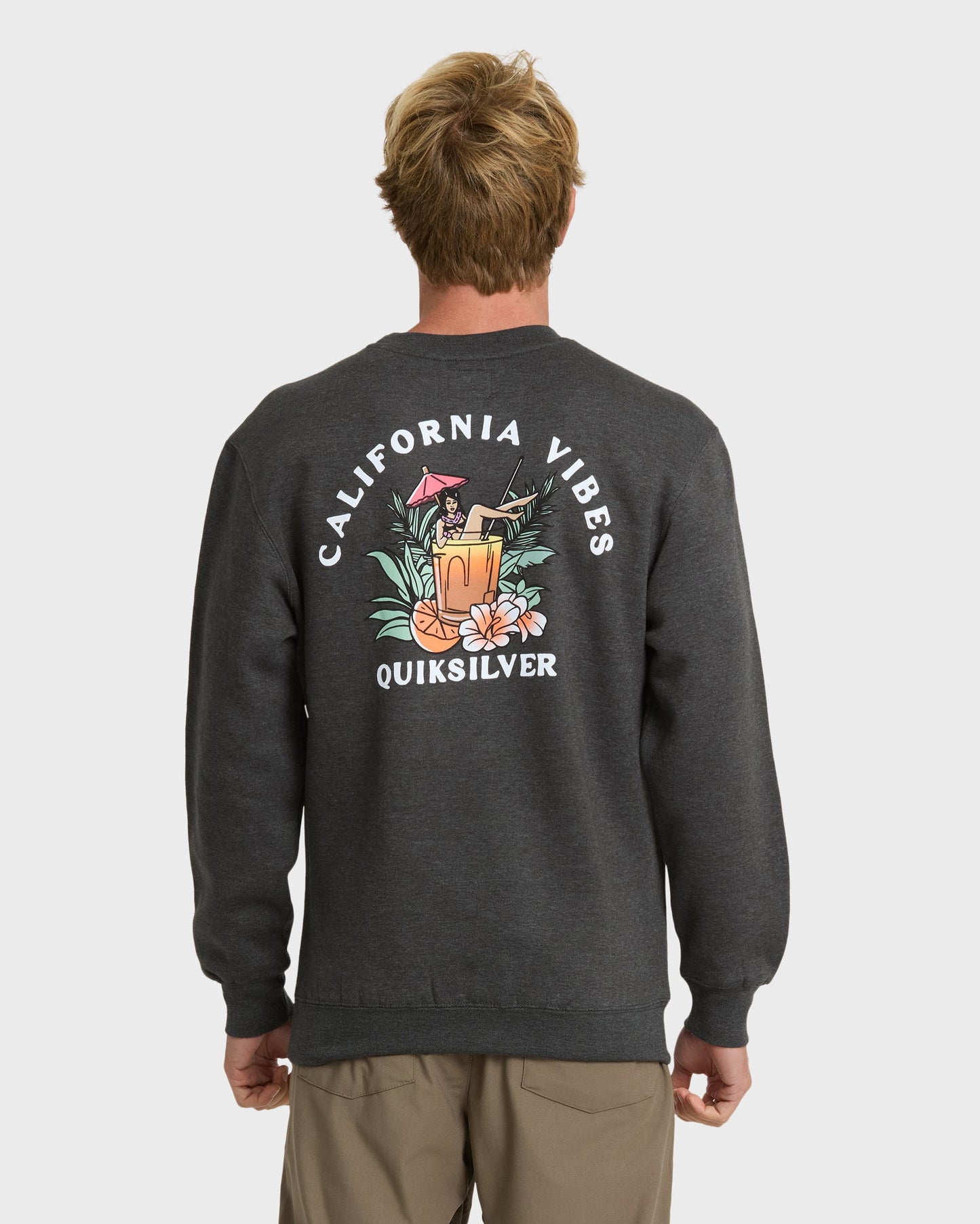 California Vibes Crew Fleece Sweatshirt - Charcoal Grey Charcoal Grey Quick Silver