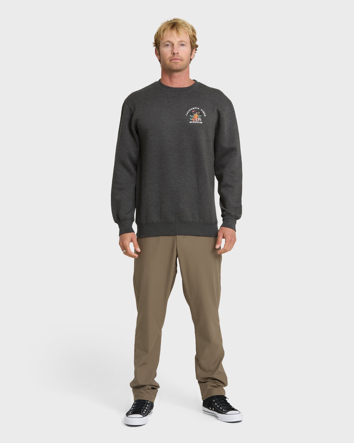 California Vibes Crew Fleece Sweatshirt - Charcoal Grey Charcoal Grey Quick Silver