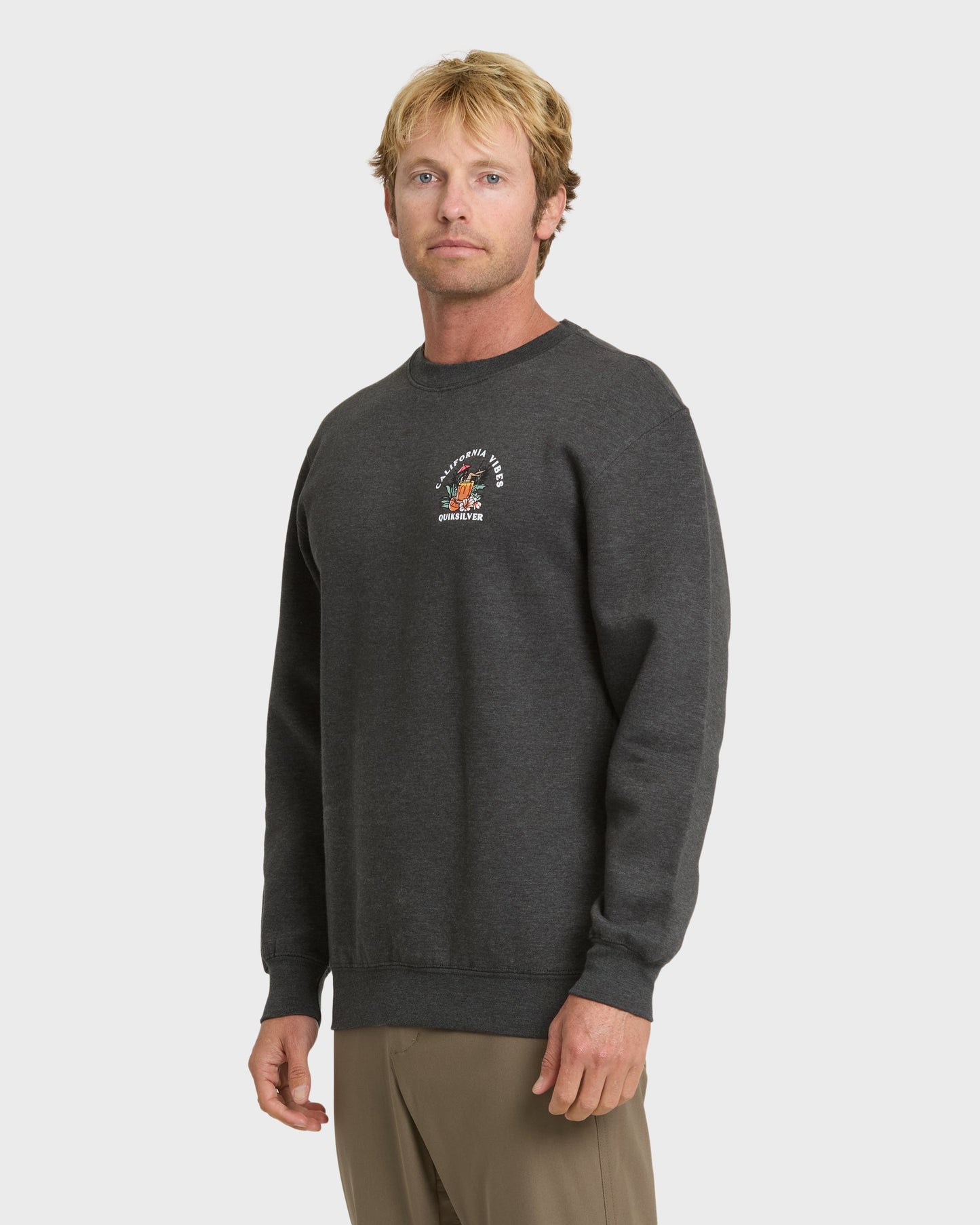 California Vibes Crew Fleece Sweatshirt - Charcoal Grey Charcoal Grey Quick Silver