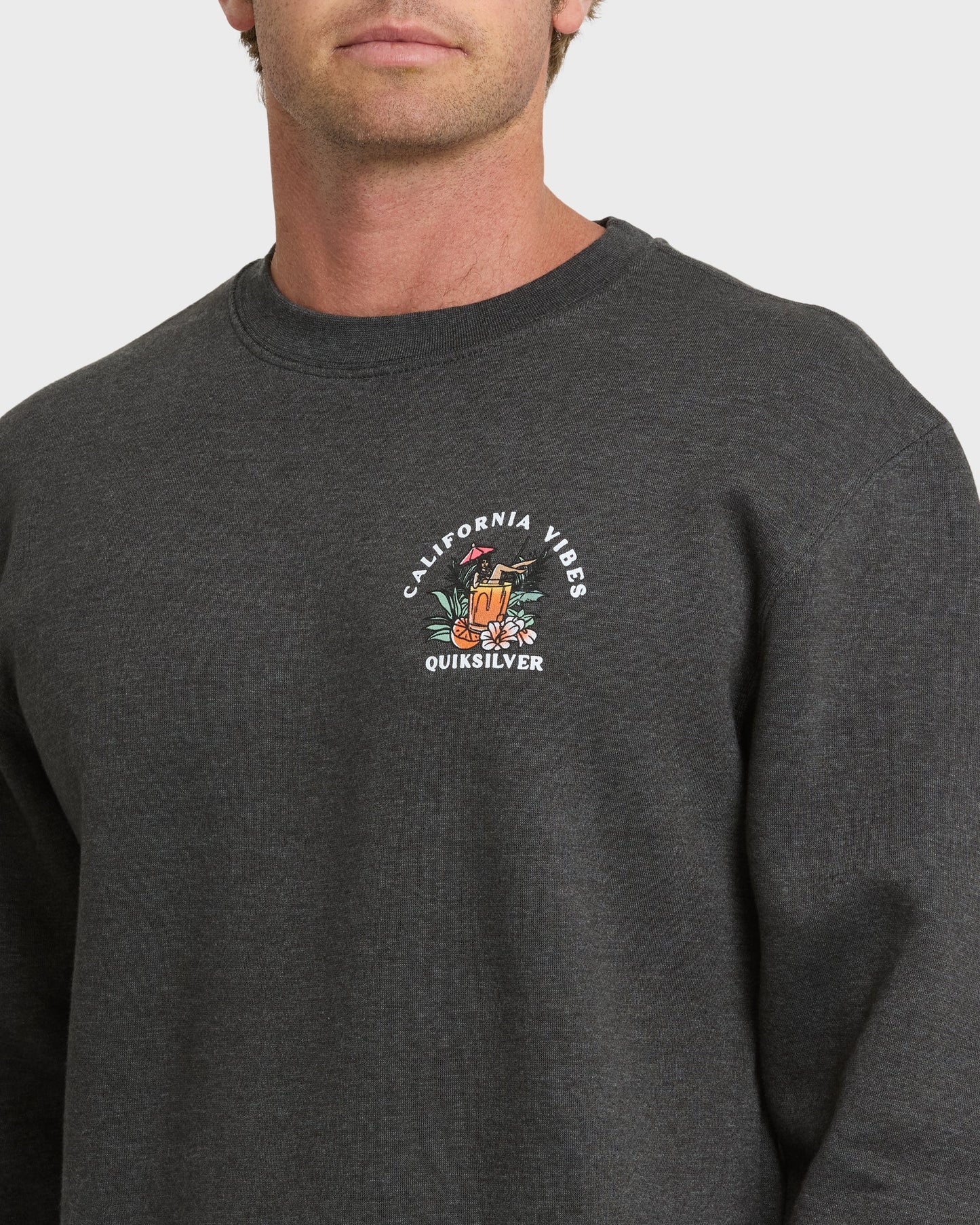California Vibes Crew Fleece Sweatshirt - Charcoal Grey Charcoal Grey Quick Silver