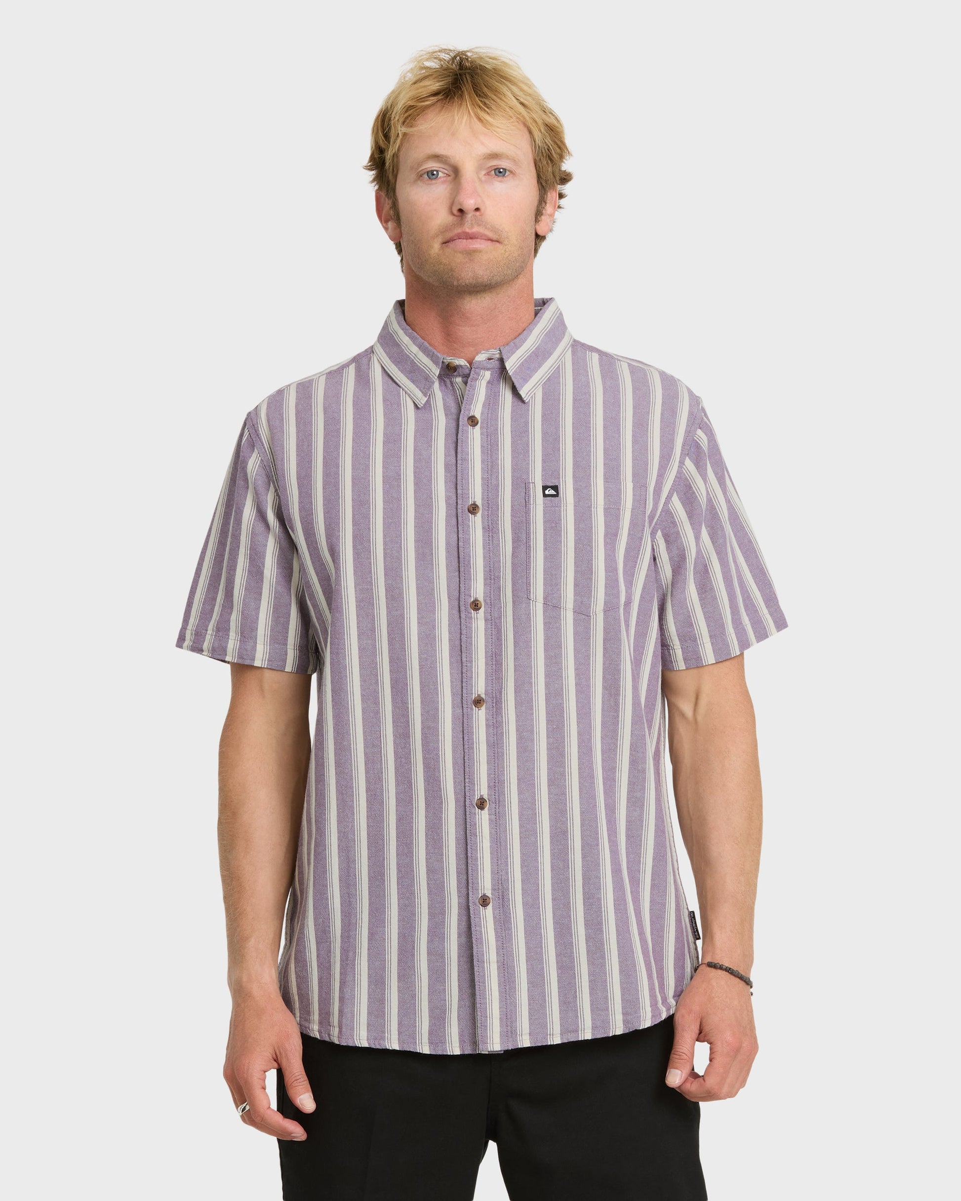 Oxford Stripe Classic Short Sleeve Shirt - Sunset Purple Sunset Purple Quick Silver