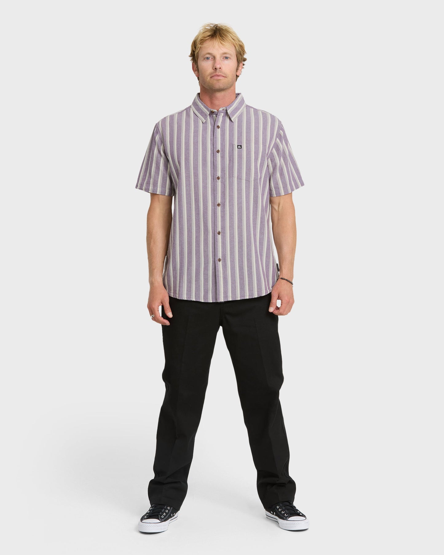 Oxford Stripe Classic Short Sleeve Shirt - Sunset Purple Sunset Purple Quick Silver