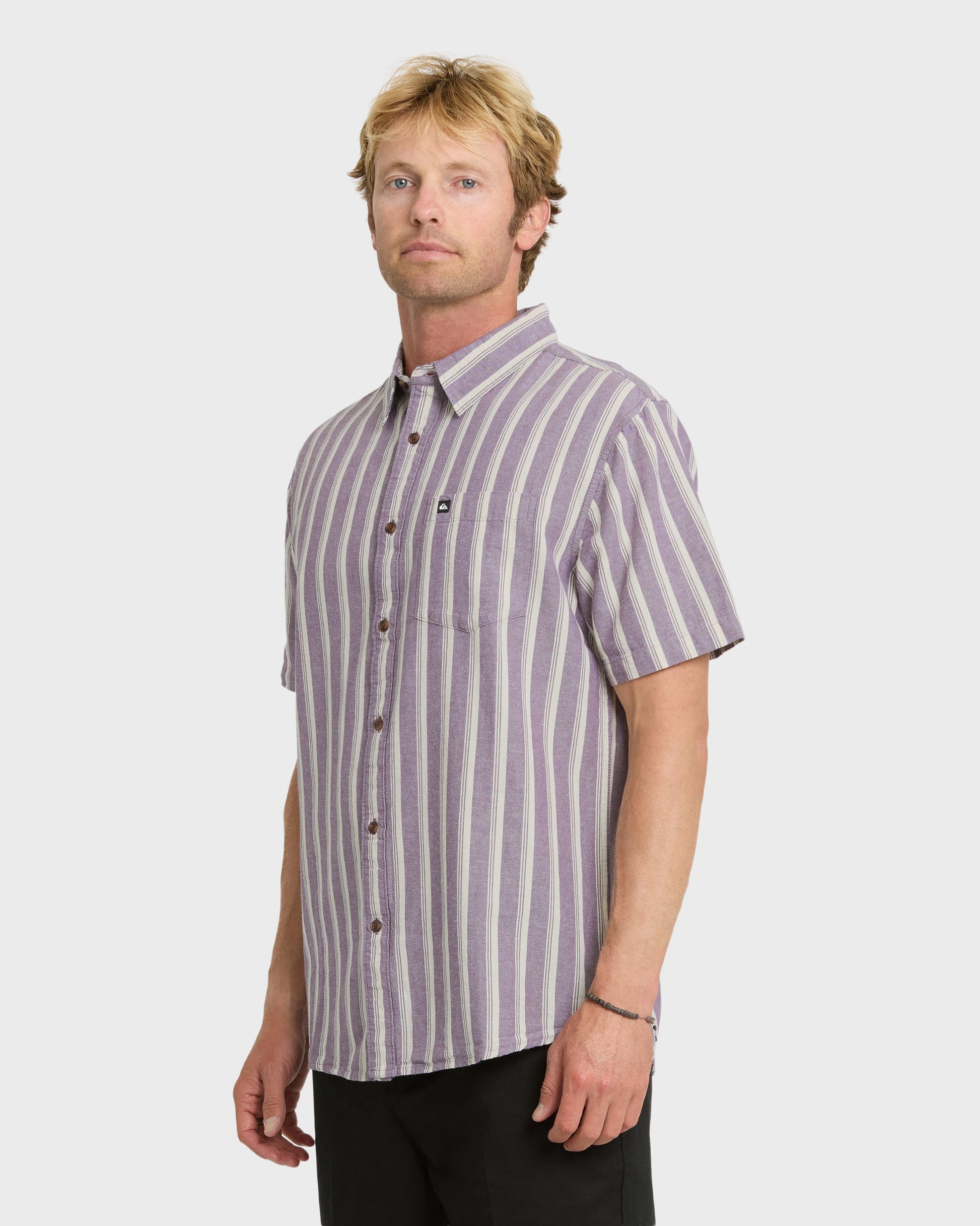 Oxford Stripe Classic Short Sleeve Shirt - Sunset Purple Sunset Purple Quick Silver