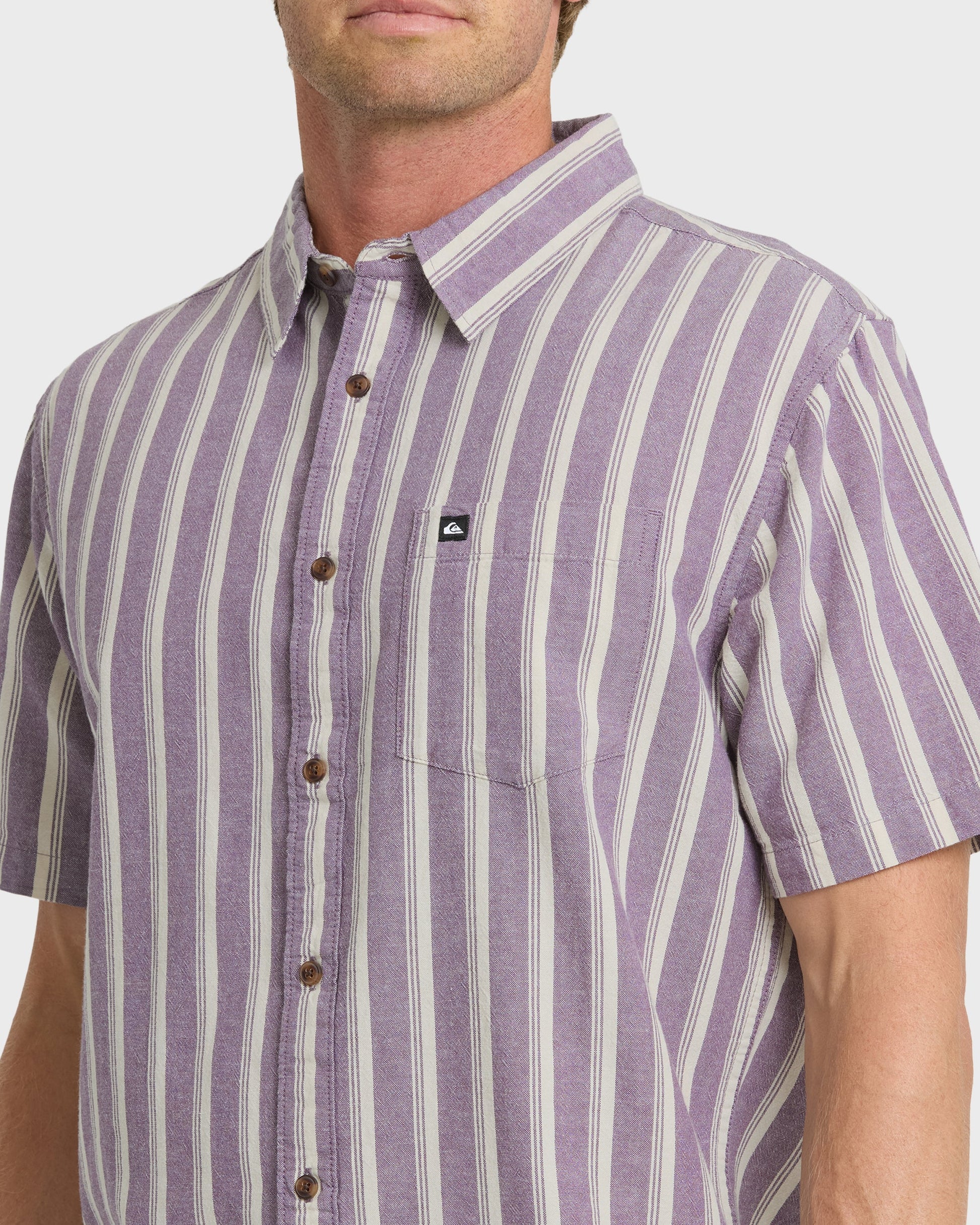 Oxford Stripe Classic Short Sleeve Shirt - Sunset Purple Sunset Purple Quick Silver