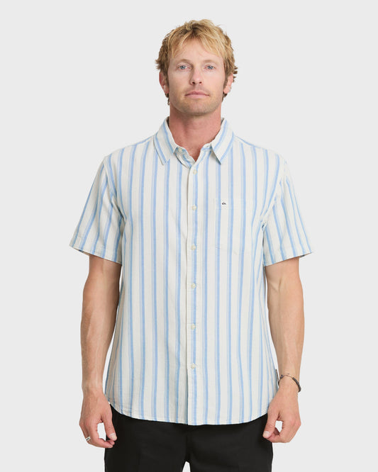 Oxford Stripe Classic Short Sleeve Shirt - Niagara Niagara Quick Silver