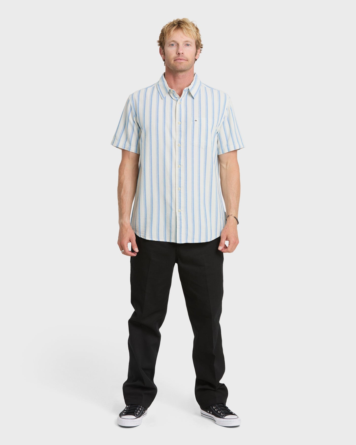 Oxford Stripe Classic Short Sleeve Shirt - Niagara Niagara Quick Silver