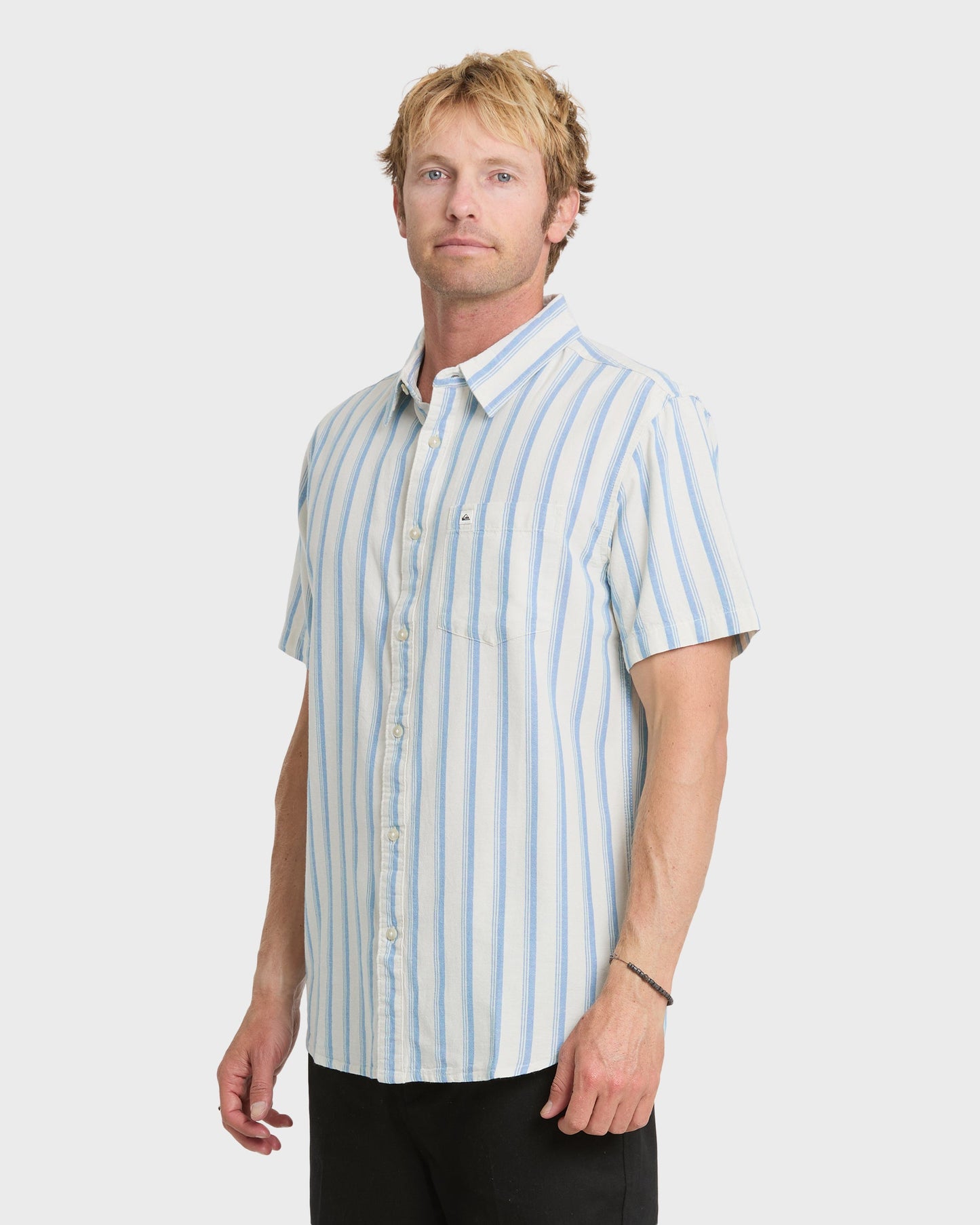 Oxford Stripe Classic Short Sleeve Shirt - Niagara Niagara Quick Silver