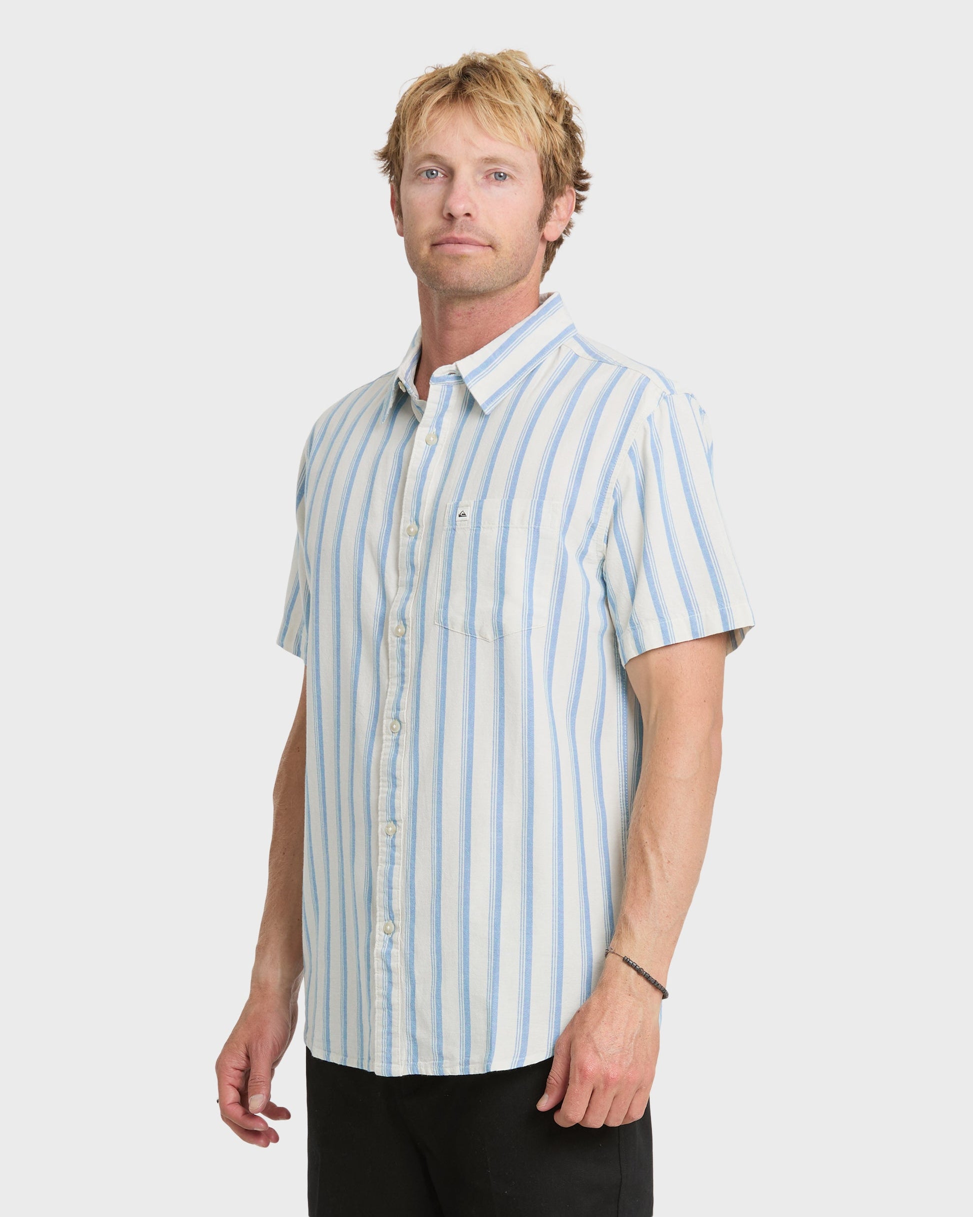 Oxford Stripe Classic Short Sleeve Shirt - Niagara Niagara Quick Silver