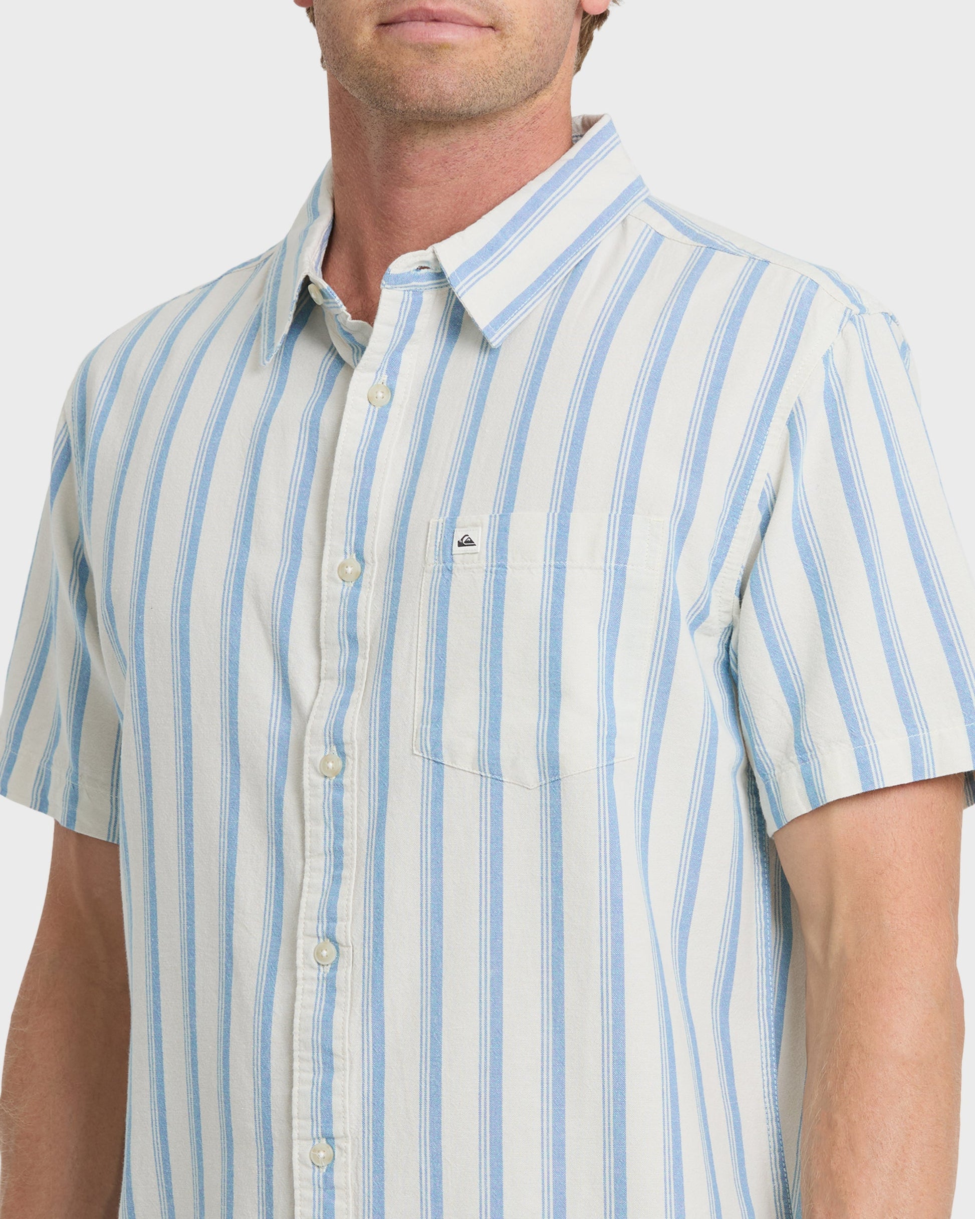 Oxford Stripe Classic Short Sleeve Shirt - Niagara Niagara Quick Silver