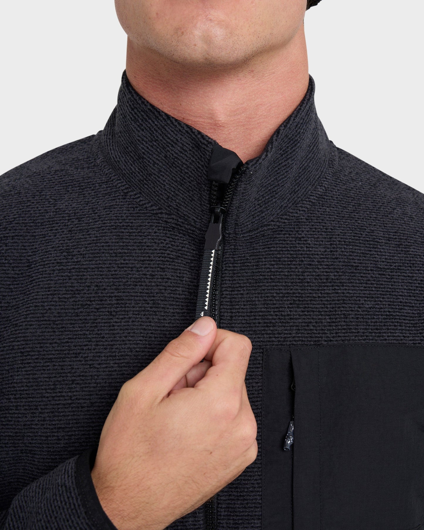 Aker Full Zip Technical Fleece - Black Black Quick Silver