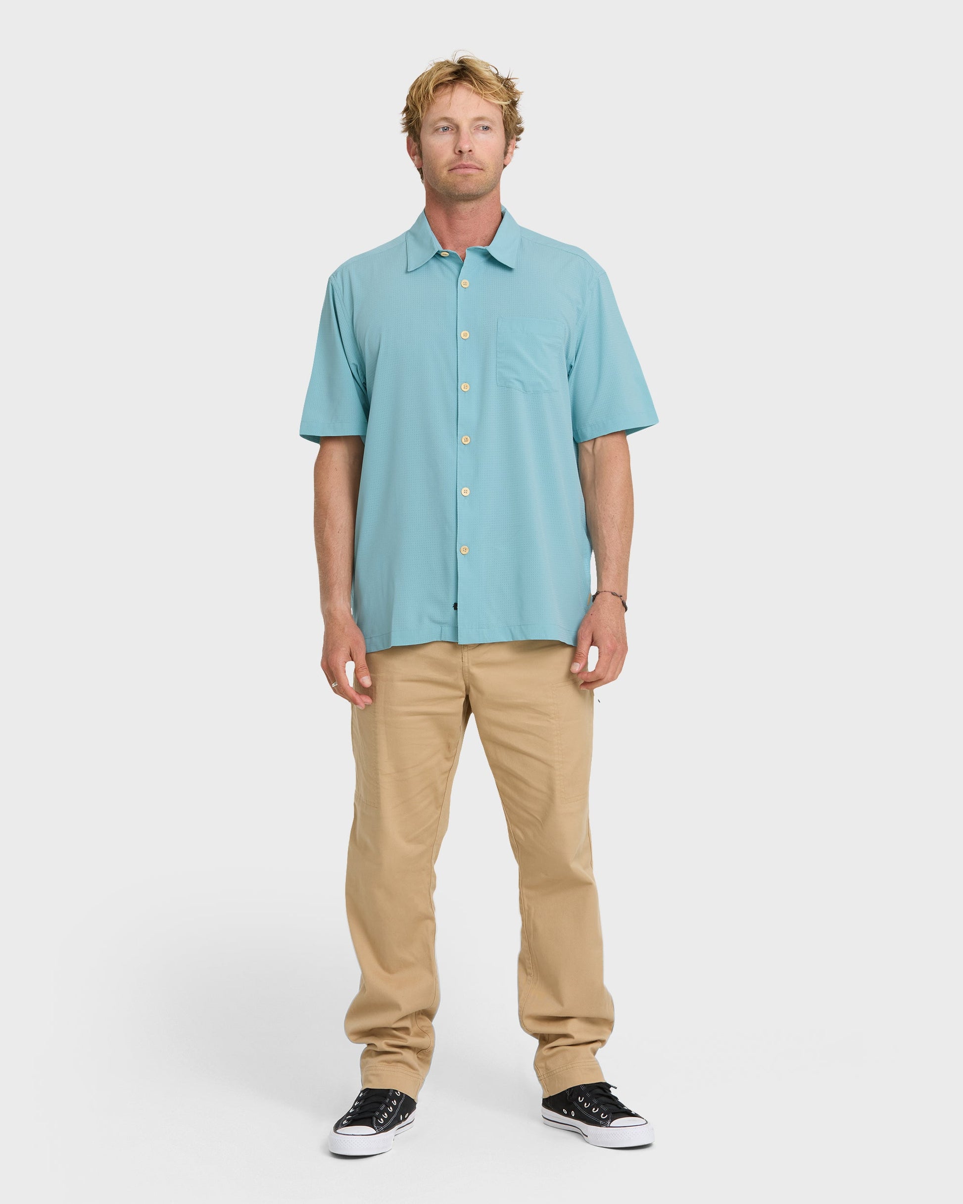 Chaser Short Sleeve Woven Shirt - Reef Waters Reef Waters Quick Silver