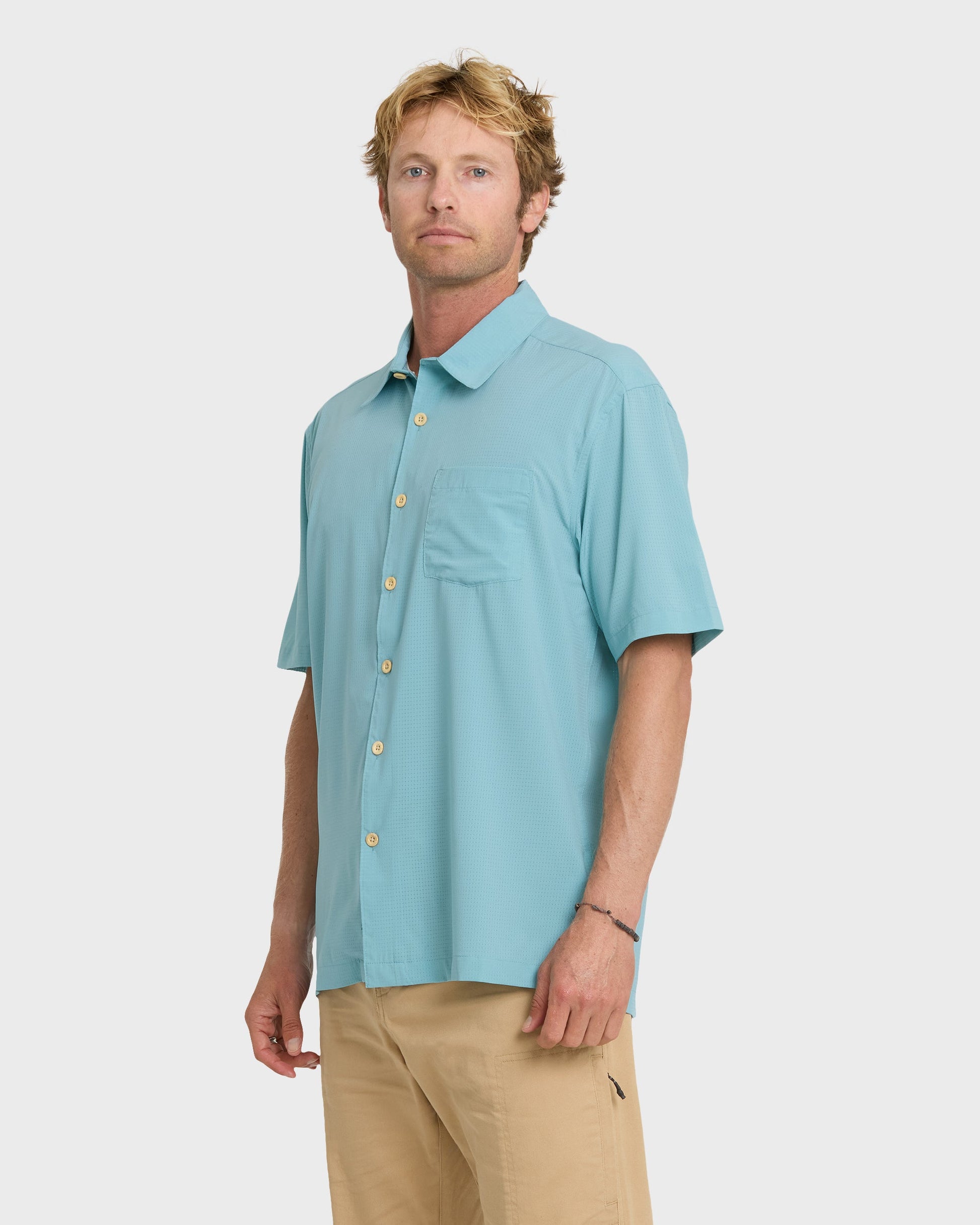 Chaser Short Sleeve Woven Shirt - Reef Waters Reef Waters Quick Silver