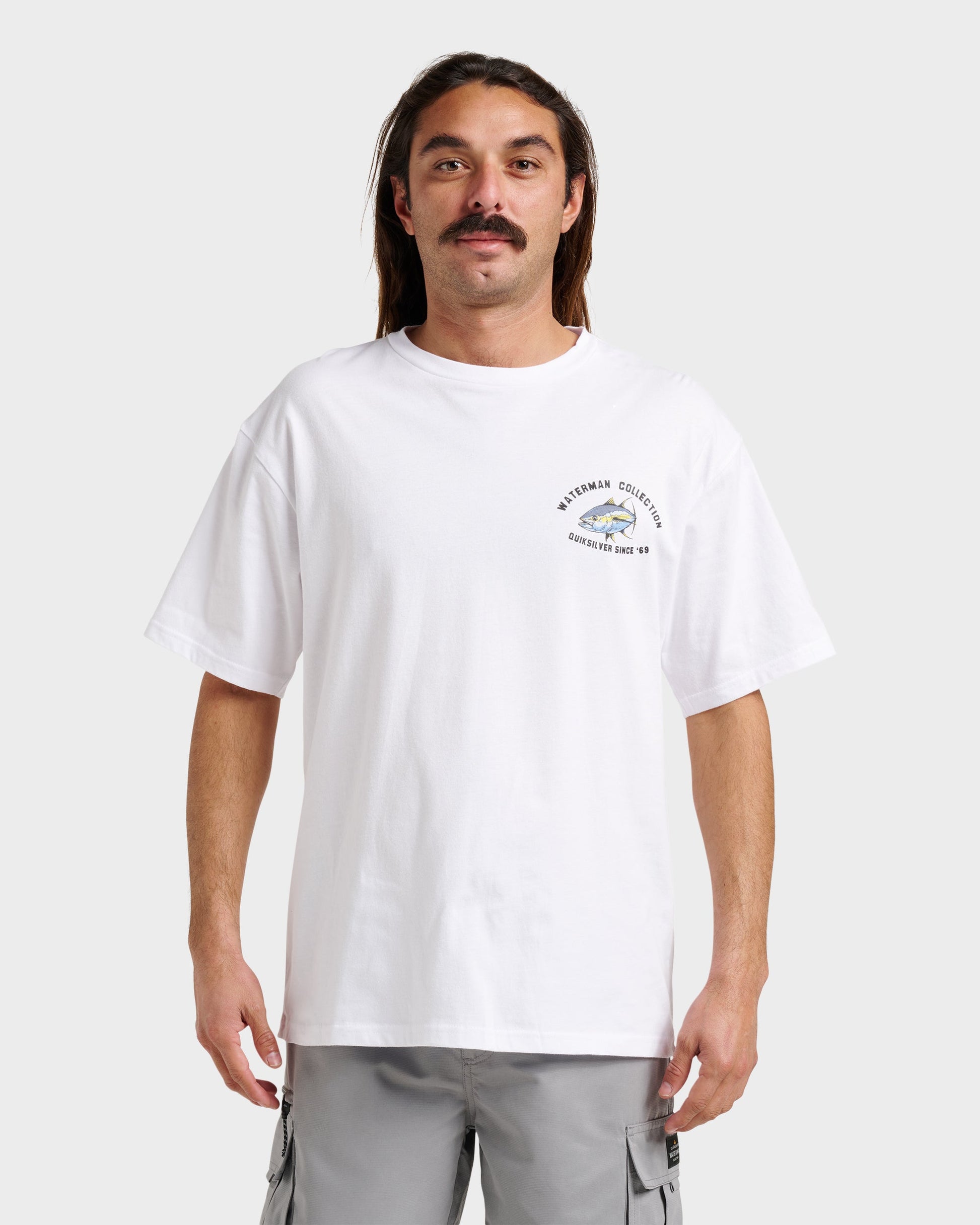 Waterman Double Ahi Classic T-shirt - White White Quick Silver