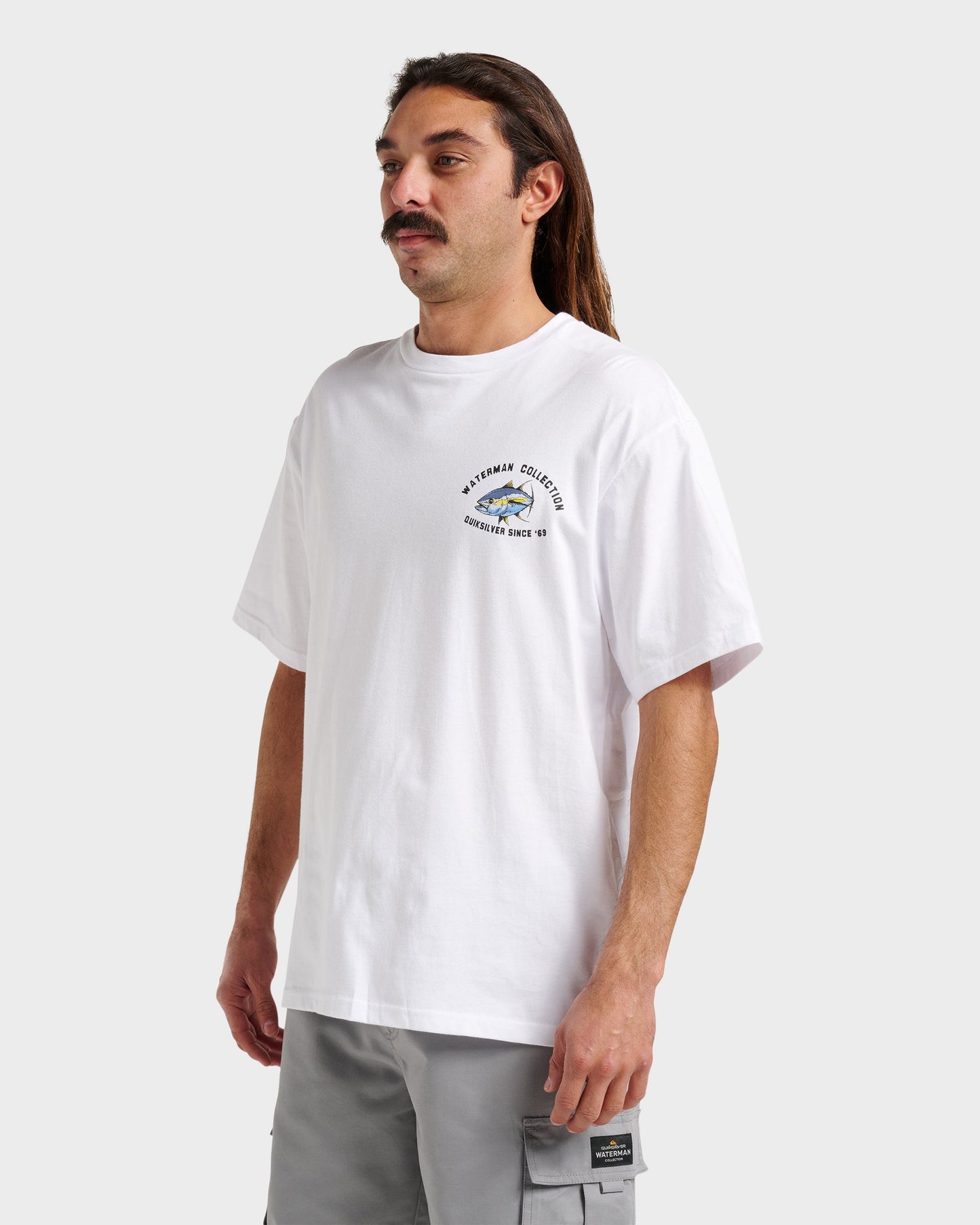 Waterman Double Ahi Classic T-shirt - White White Quick Silver