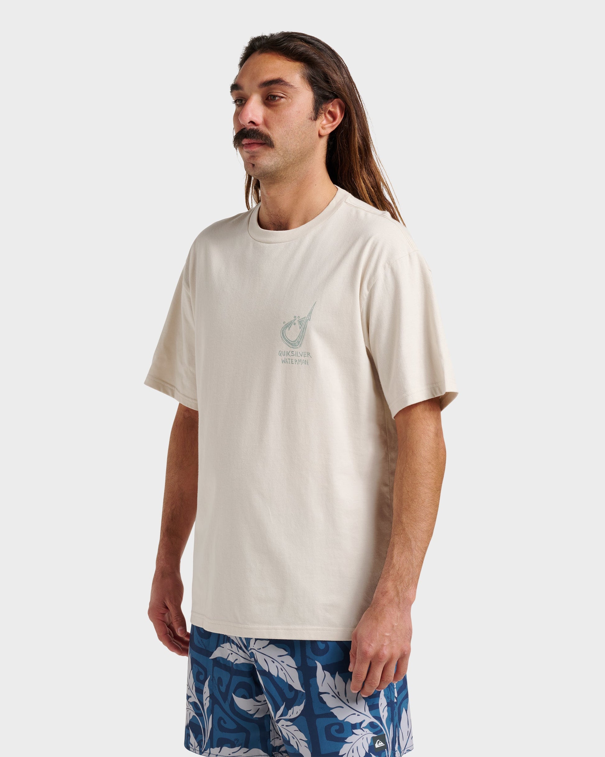 Waterman Hooked On Classic T-shirt - Moonbeam Moonbeam Quick Silver