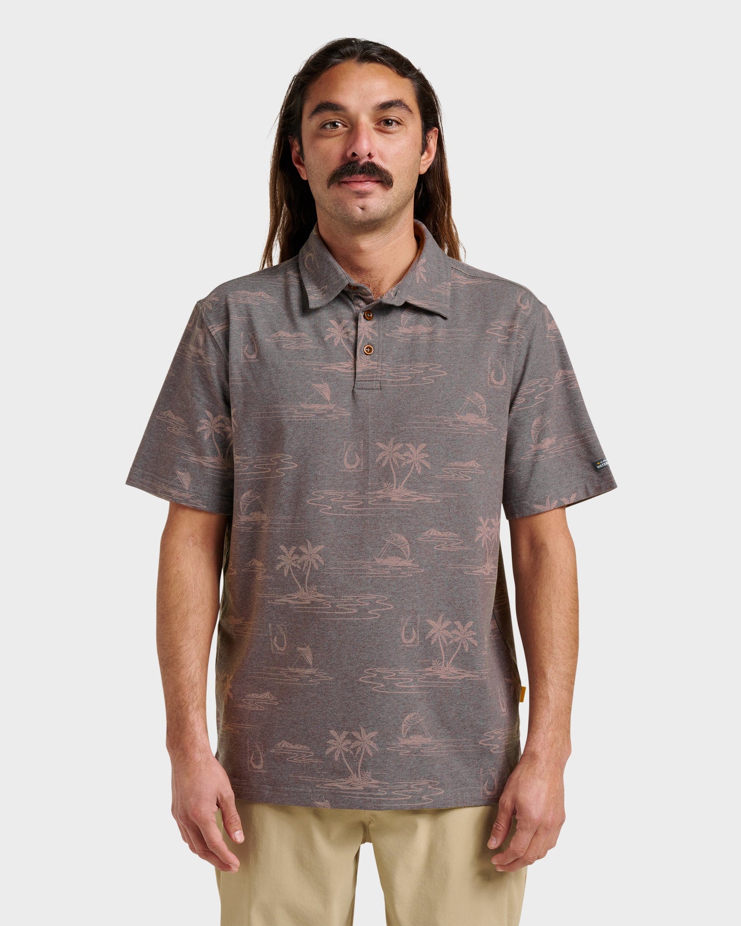 Waterman Island Daze Polo T-Shirt - Phantom Heather Phantom Heather Quick Silver