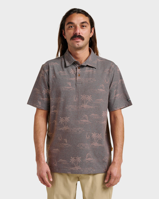 Waterman Island Daze Polo T-Shirt - Phantom Heather Phantom Heather Quick Silver