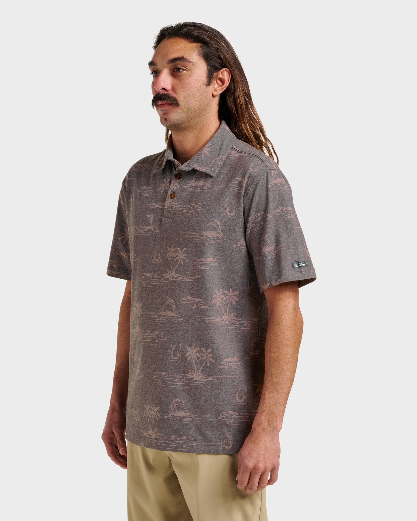 Waterman Island Daze Polo T-Shirt - Phantom Heather Phantom Heather Quick Silver