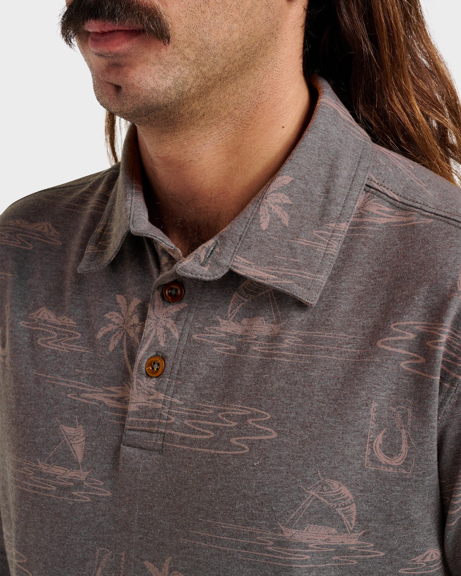 Waterman Island Daze Polo T-Shirt - Phantom Heather Phantom Heather Quick Silver