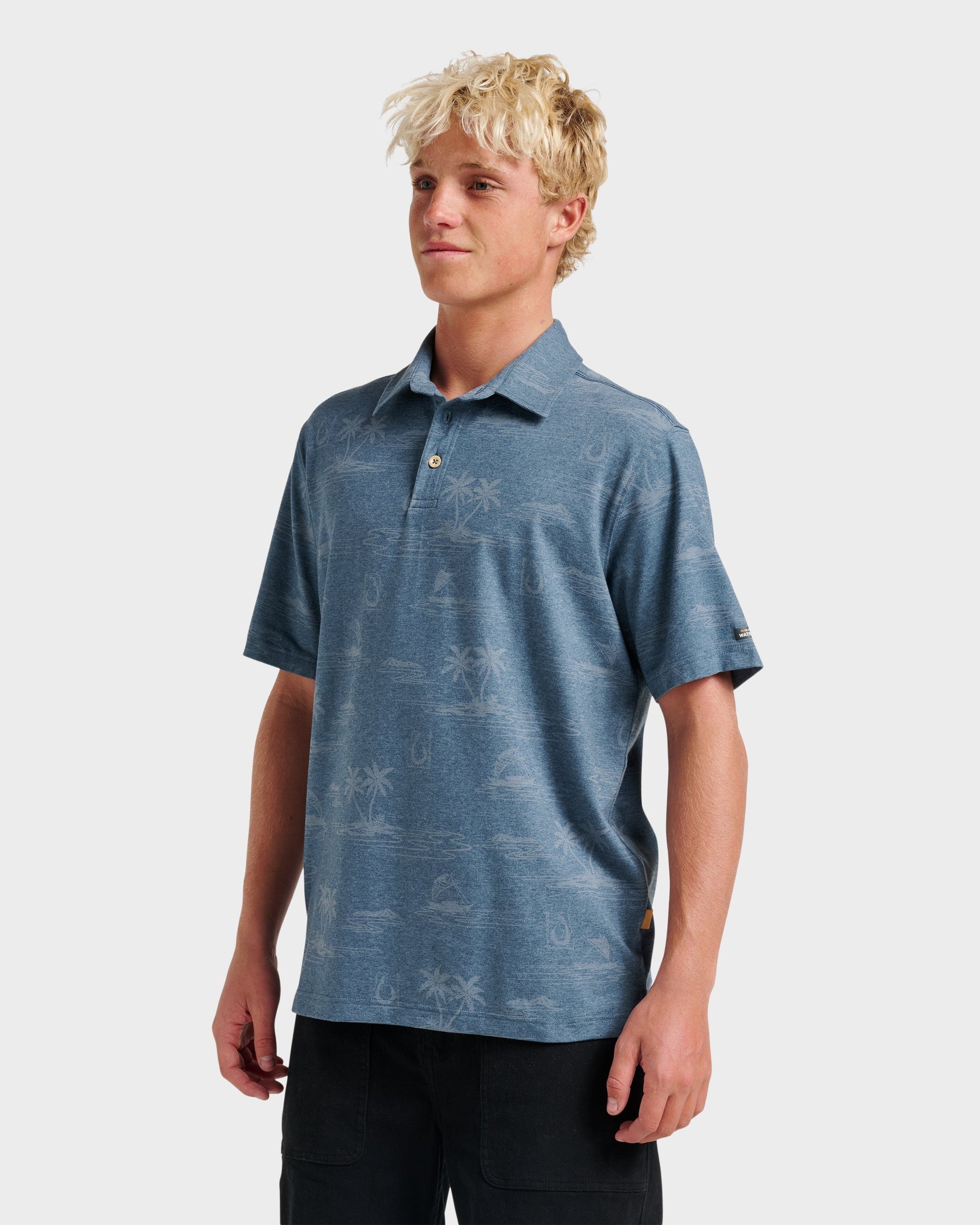 Waterman Island Daze Polo T-Shirt - Real Teal Heather Real Teal Heather Quick Silver