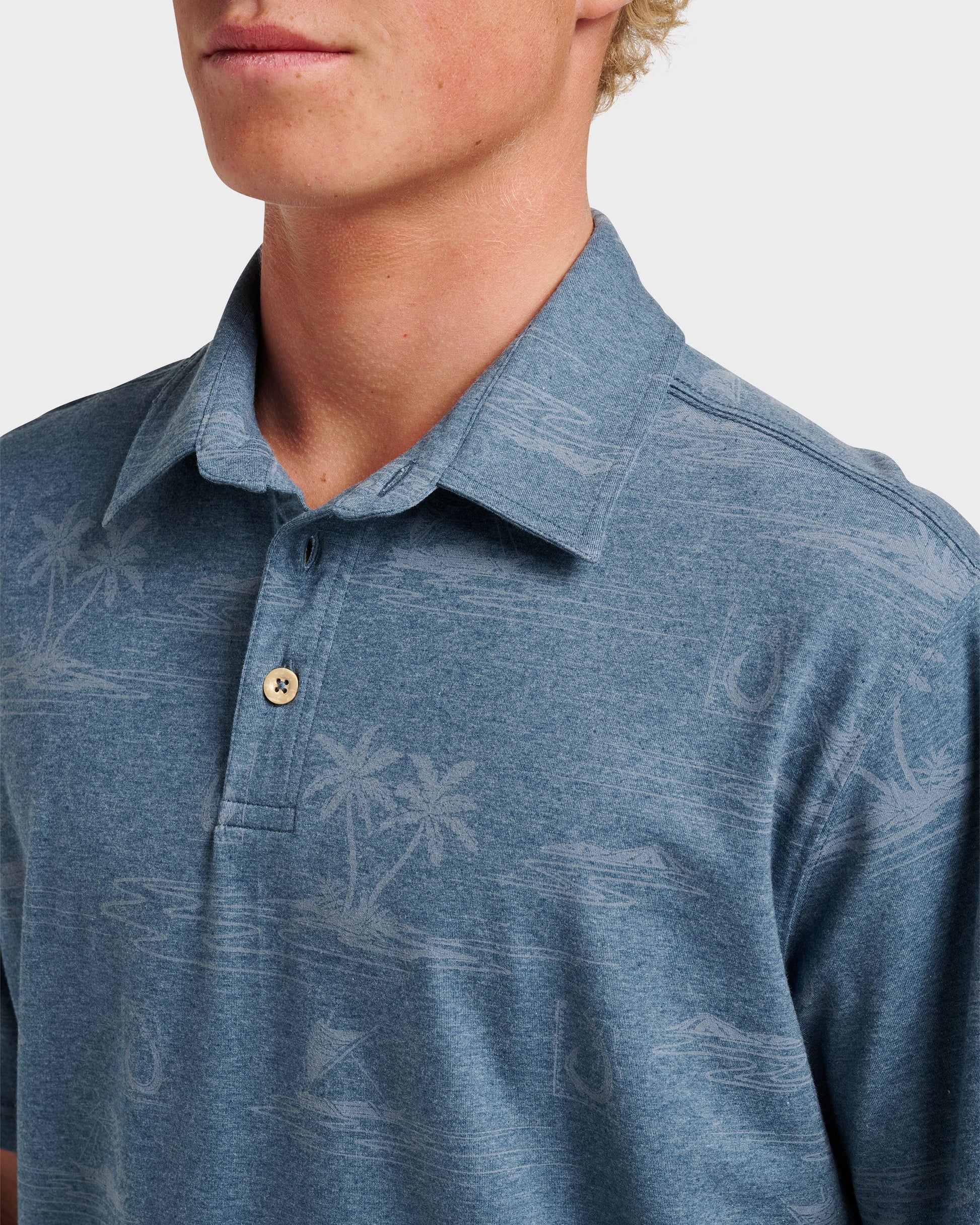 Waterman Island Daze Polo T-Shirt - Real Teal Heather Real Teal Heather Quick Silver