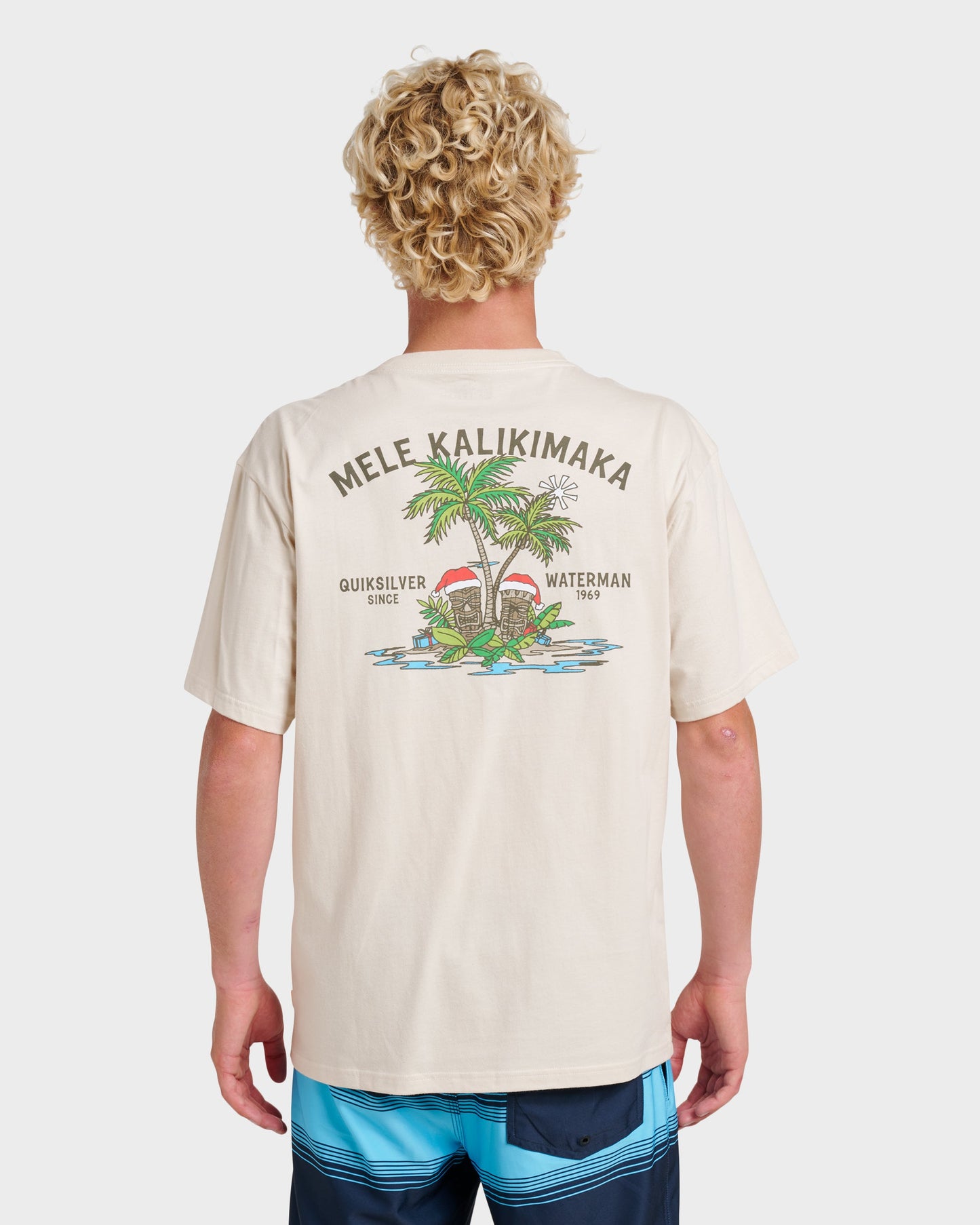 Waterman Tiki Holiday Classic T-shirt - Moonbeam Moonbeam Quick Silver