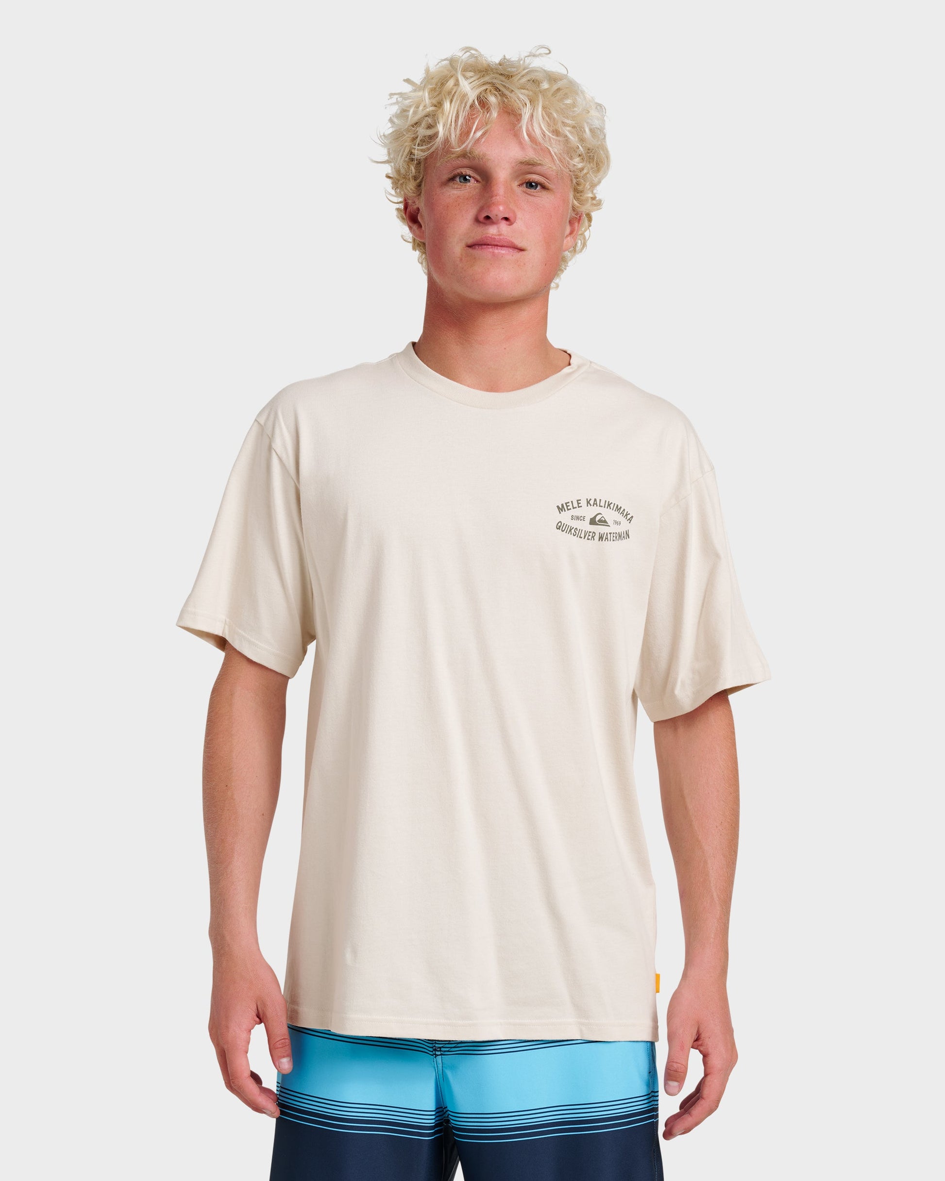 Waterman Tiki Holiday Classic T-shirt - Moonbeam Moonbeam Quick Silver