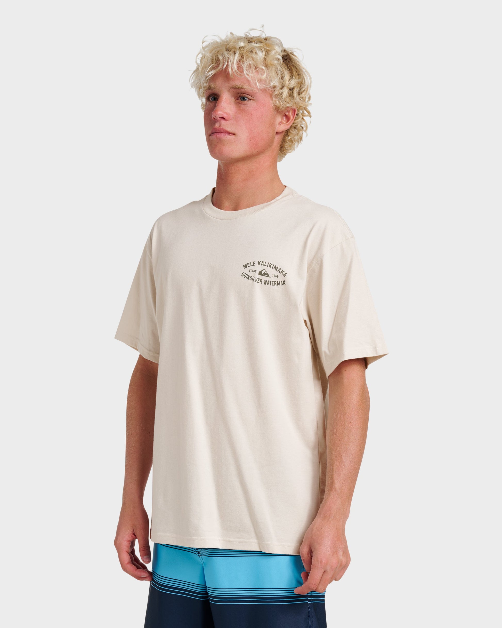 Waterman Tiki Holiday Classic T-shirt - Moonbeam Moonbeam Quick Silver