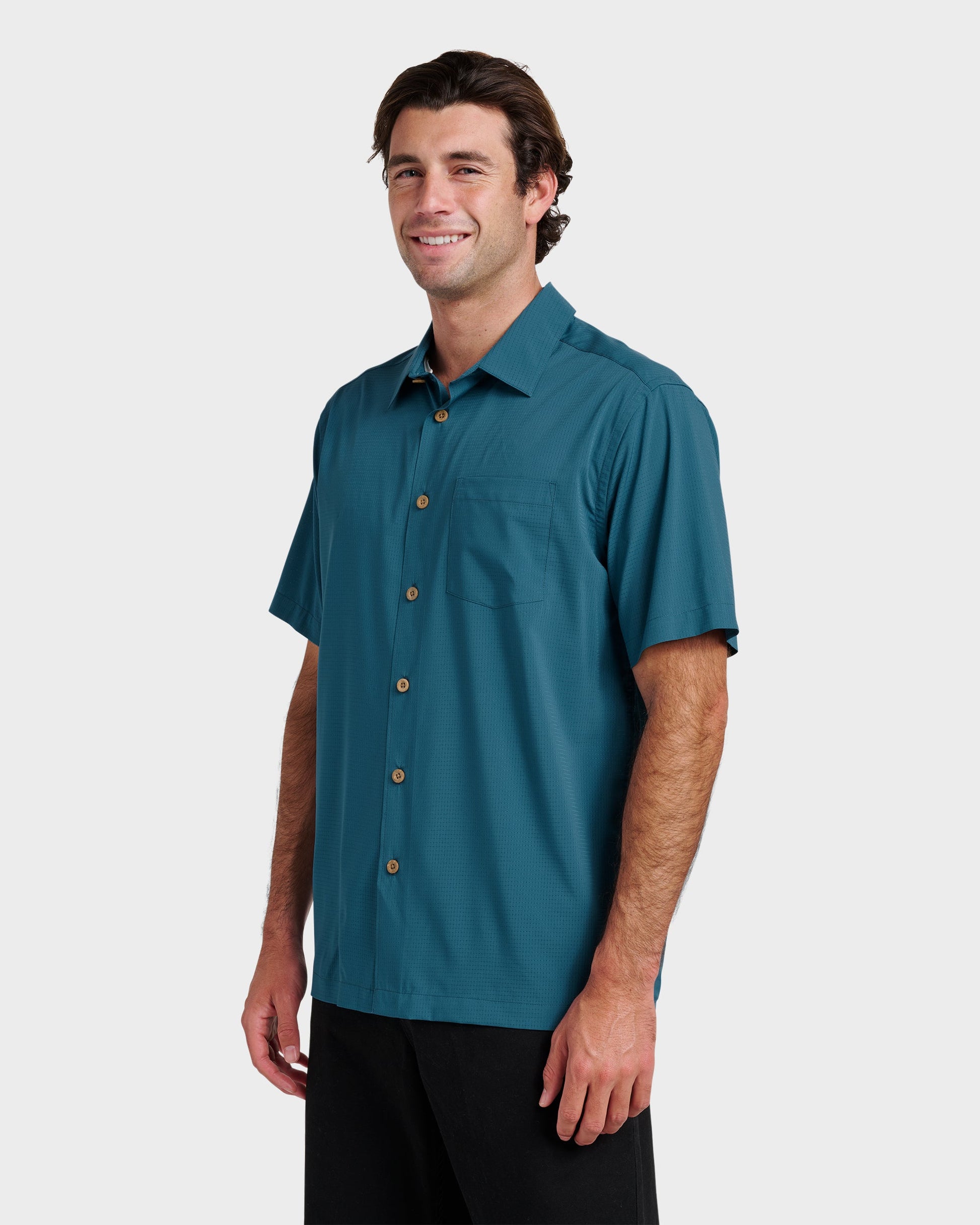 Chaser Short Sleeve Woven Shirt - Real Teal Real Teal Quick Silver