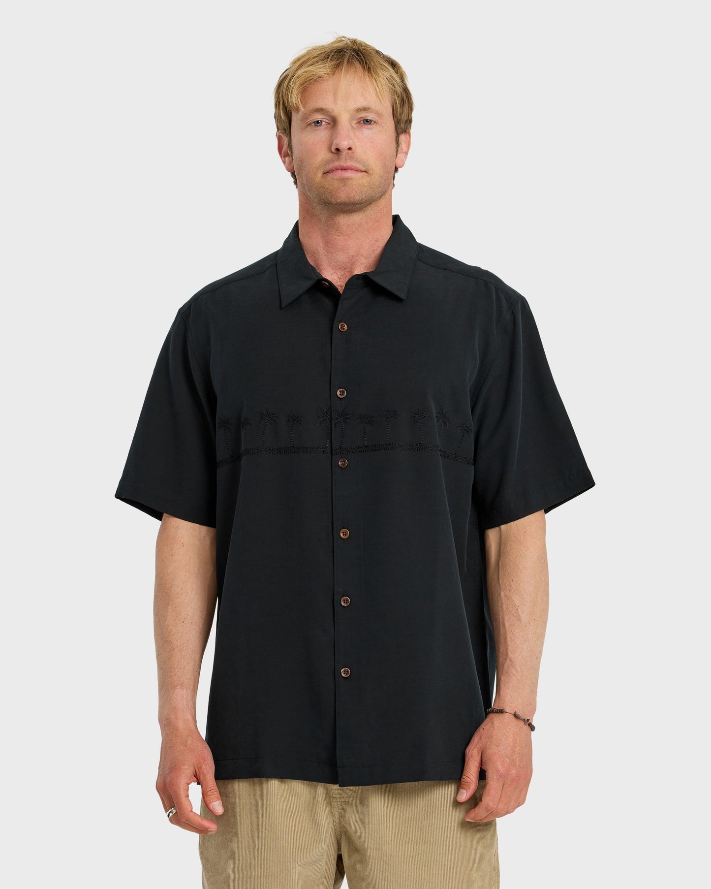 Waterman Tahiti Palms Premium Anti-Wrinkle Shirt - Black Black Quick Silver