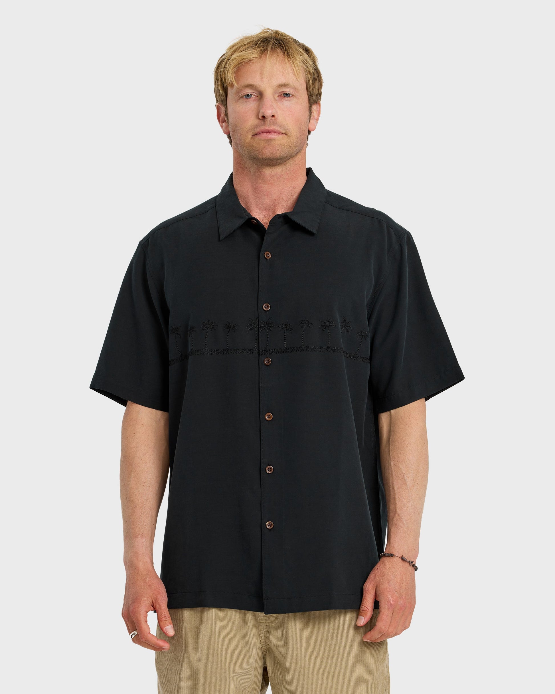Waterman Tahiti Palms Premium Anti-Wrinkle Shirt - Black Black Quick Silver