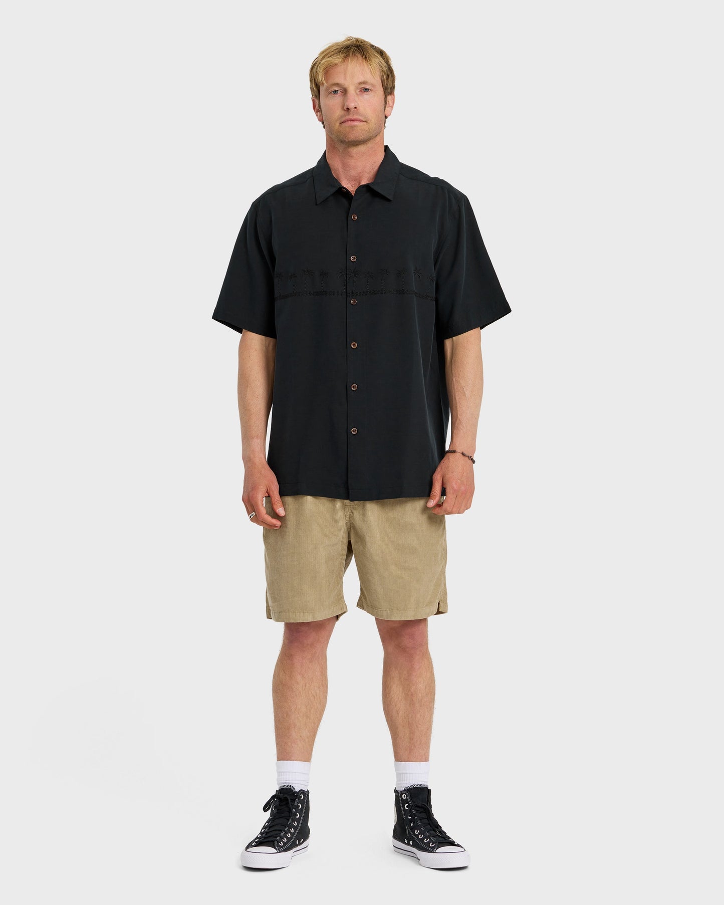 Waterman Tahiti Palms Premium Anti-Wrinkle Shirt - Black Black Quick Silver