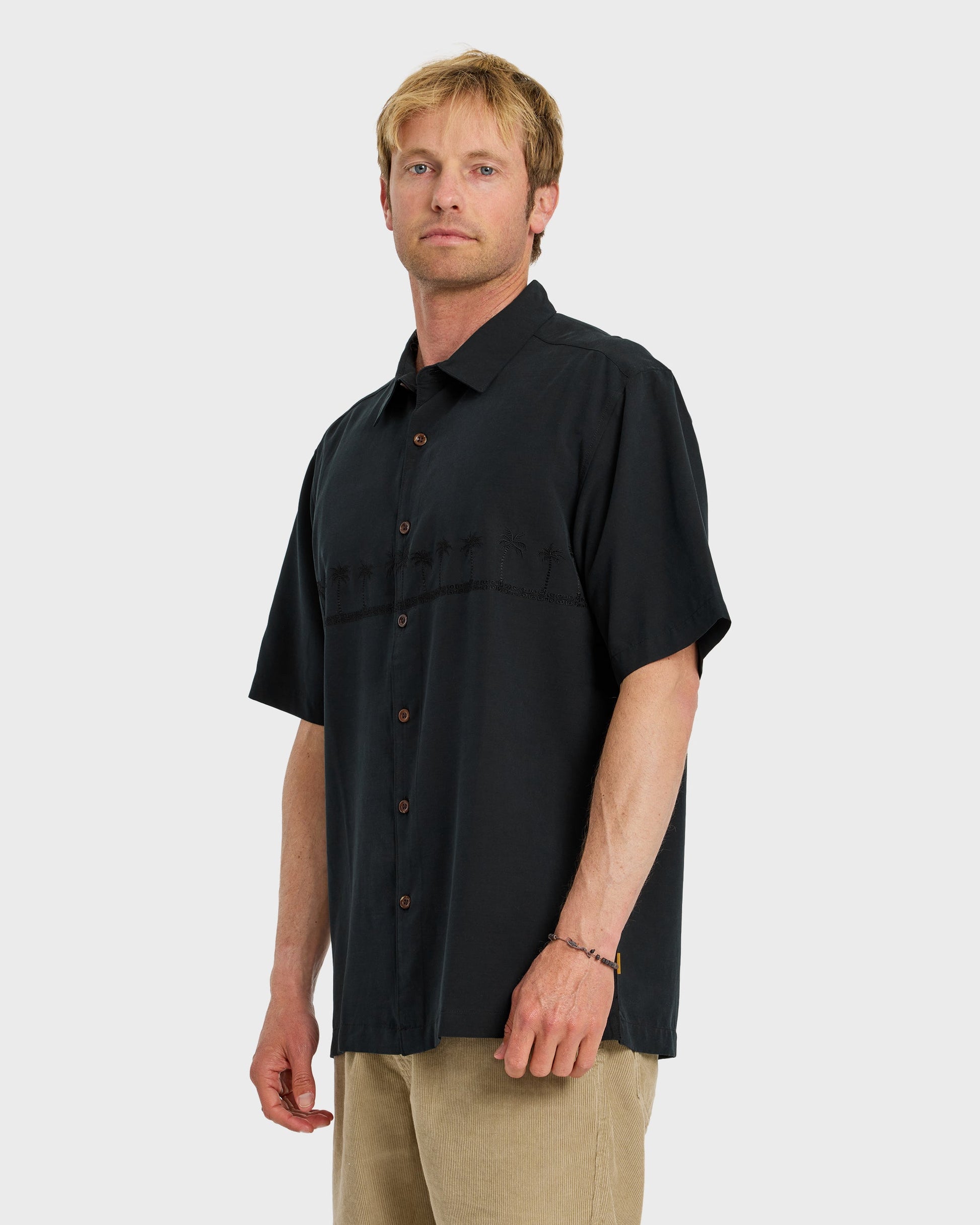 Waterman Tahiti Palms Premium Anti-Wrinkle Shirt - Black Black Quick Silver