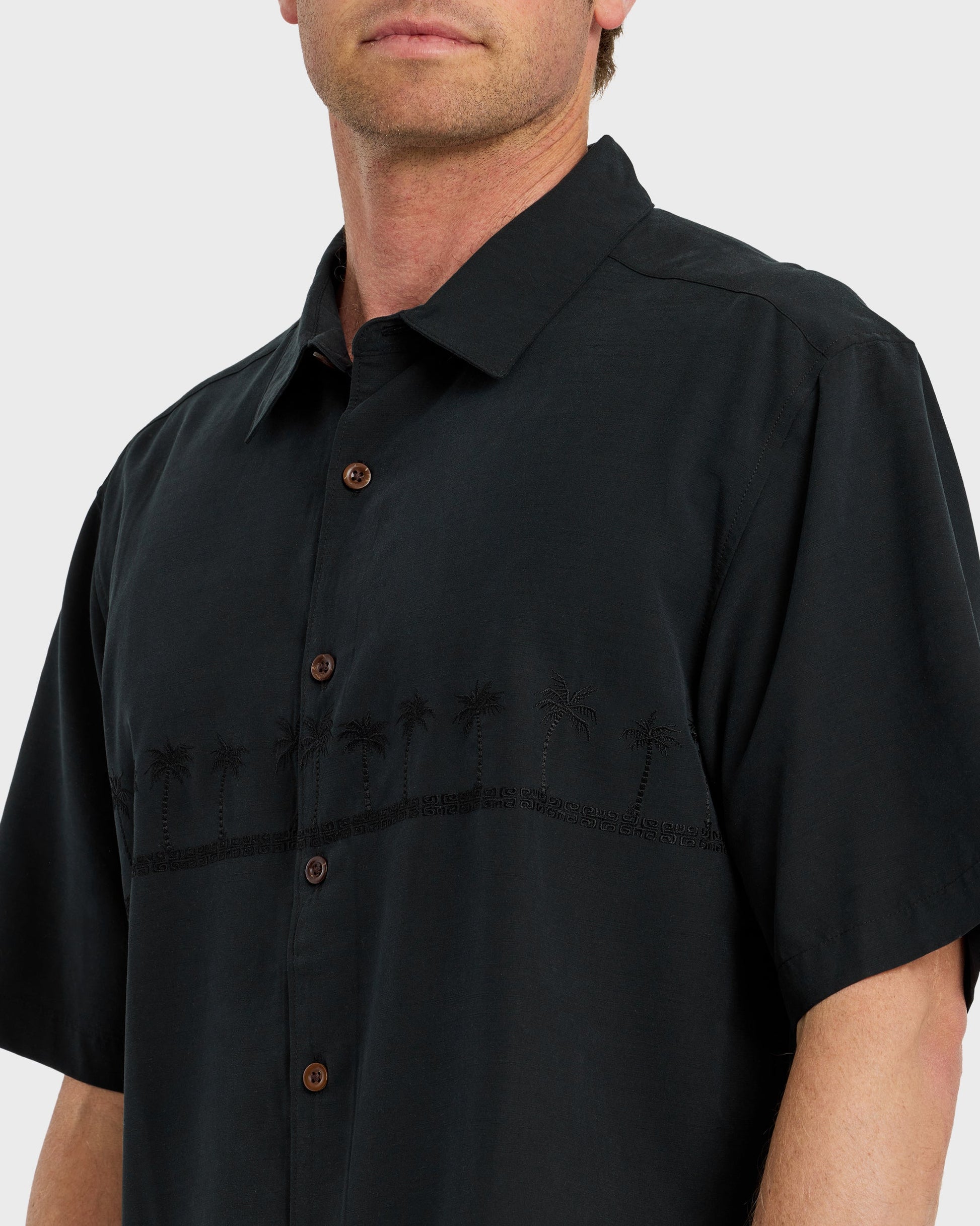 Waterman Tahiti Palms Premium Anti-Wrinkle Shirt - Black Black Quick Silver