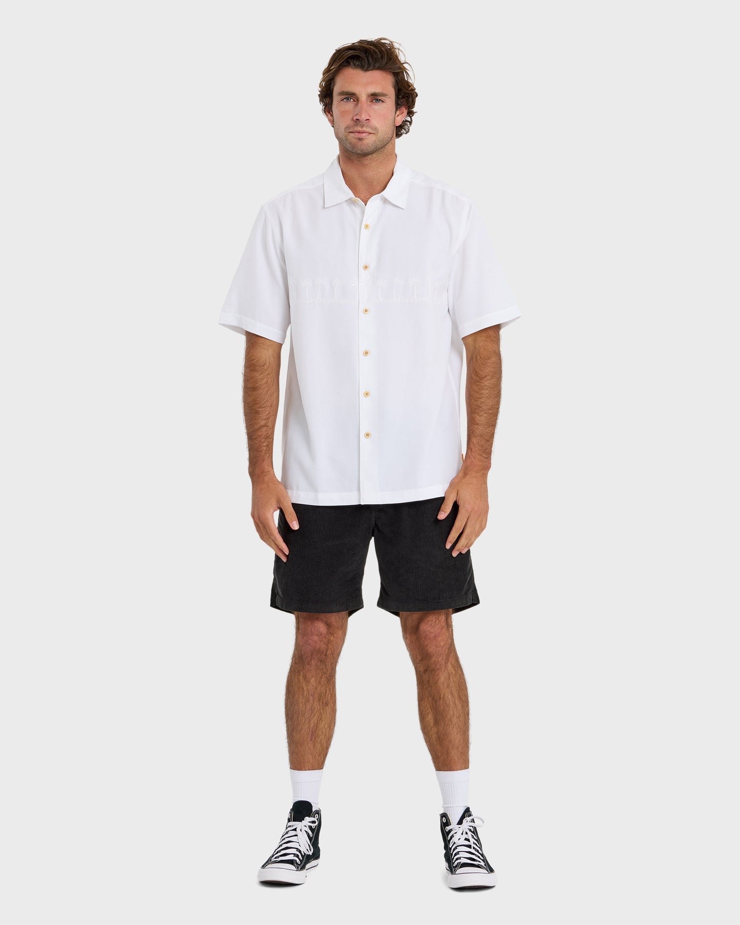 Waterman Tahiti Palms Premium Anti-Wrinkle Shirt - White White Quick Silver