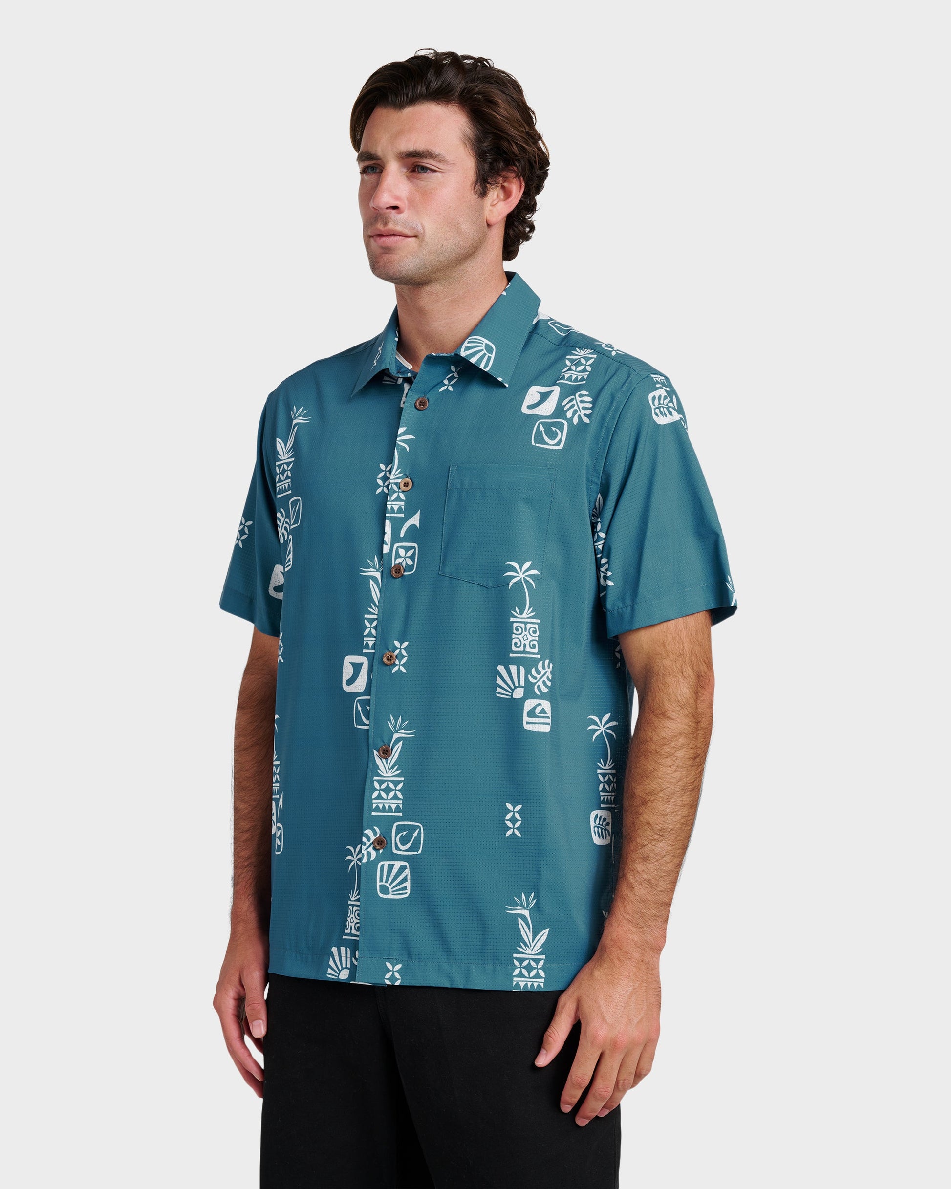Waterman Mystic Fin Shirt - Real Teal Real Teal Quick Silver