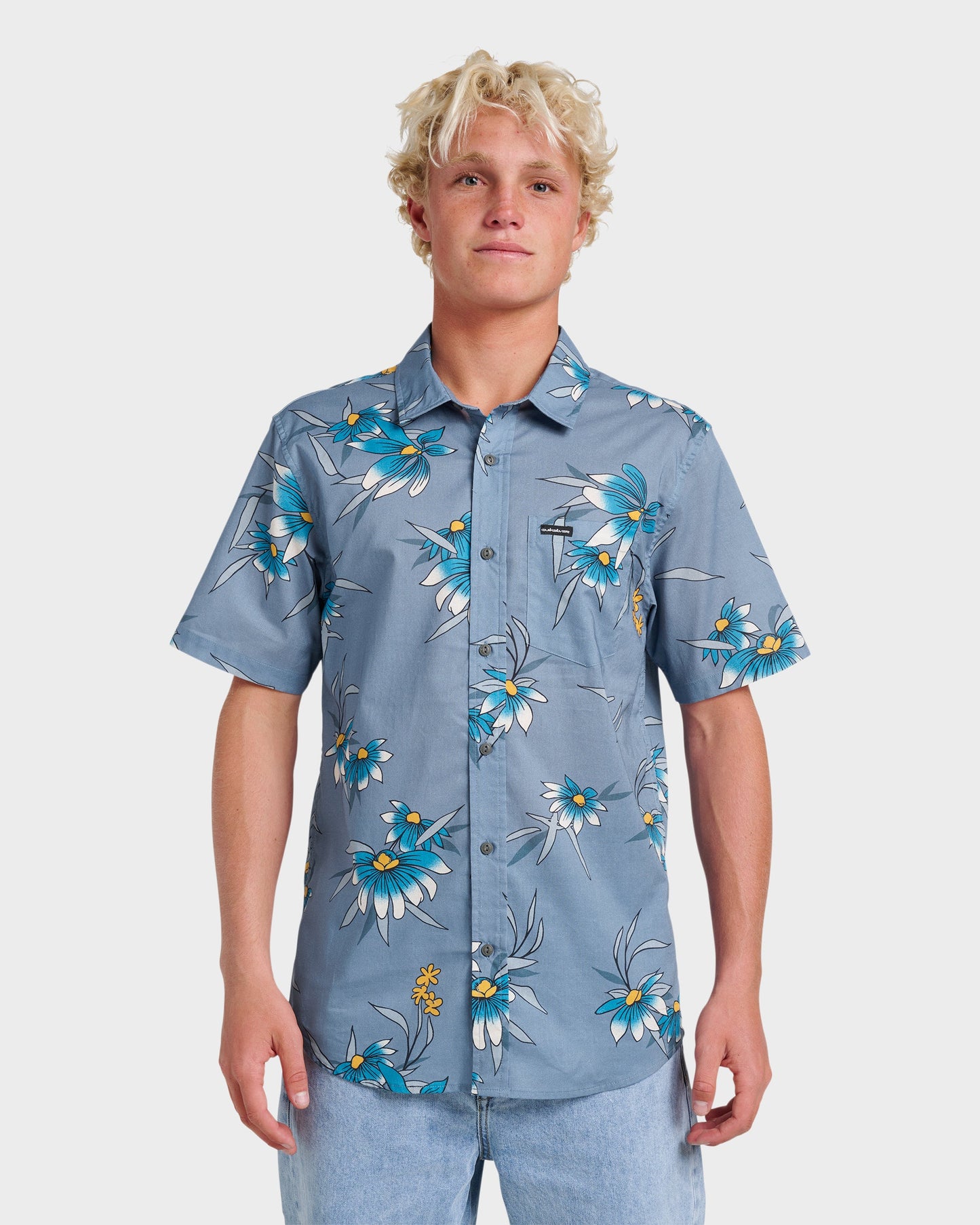 Costal Flora Classic Short Sleeve Shirt - Coronet Blue Coronet Blue Quick Silver