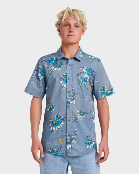 Costal Flora Classic Short Sleeve Shirt - Coronet Blue Coronet Blue Quick Silver