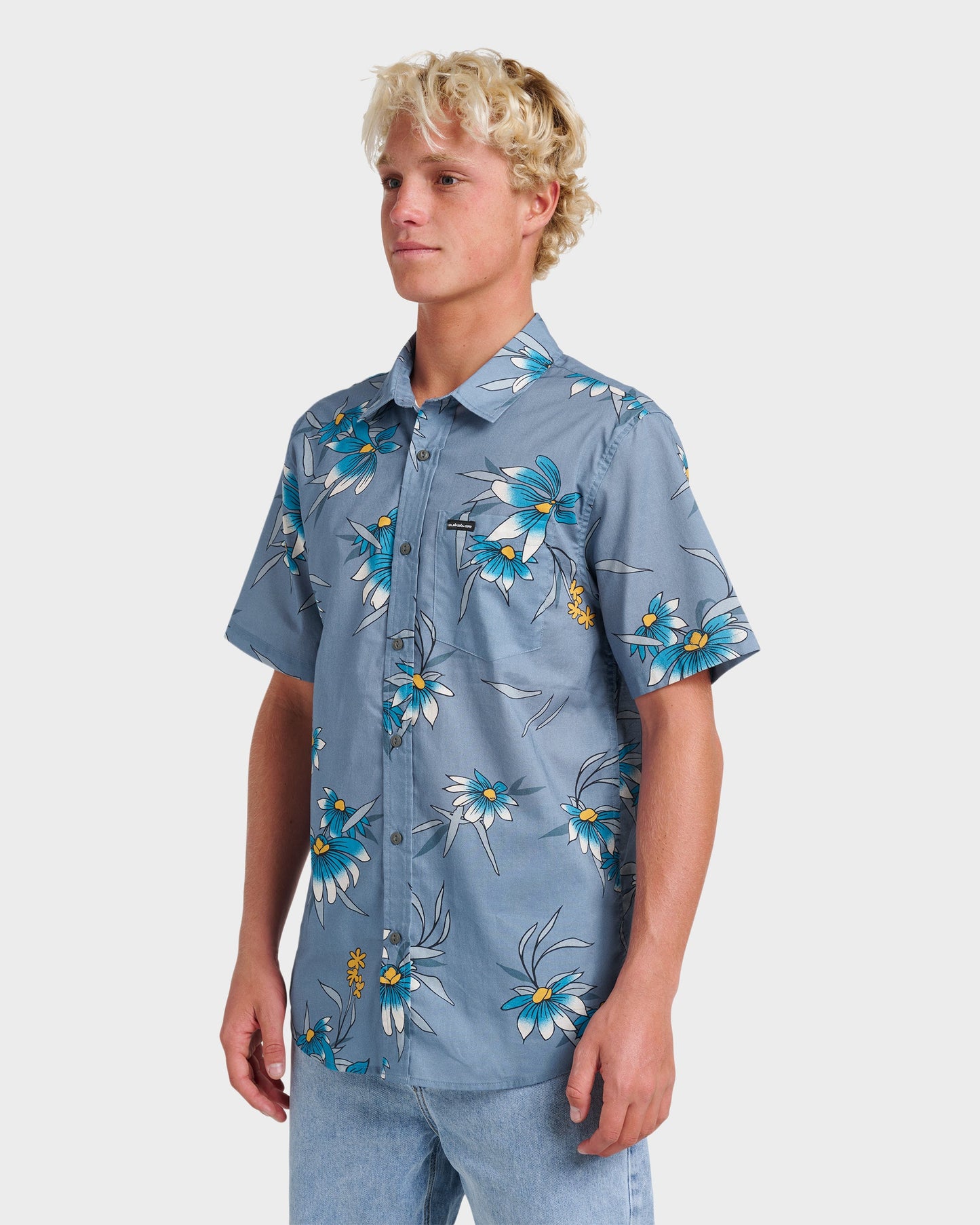 Costal Flora Classic Short Sleeve Shirt - Coronet Blue Coronet Blue Quick Silver